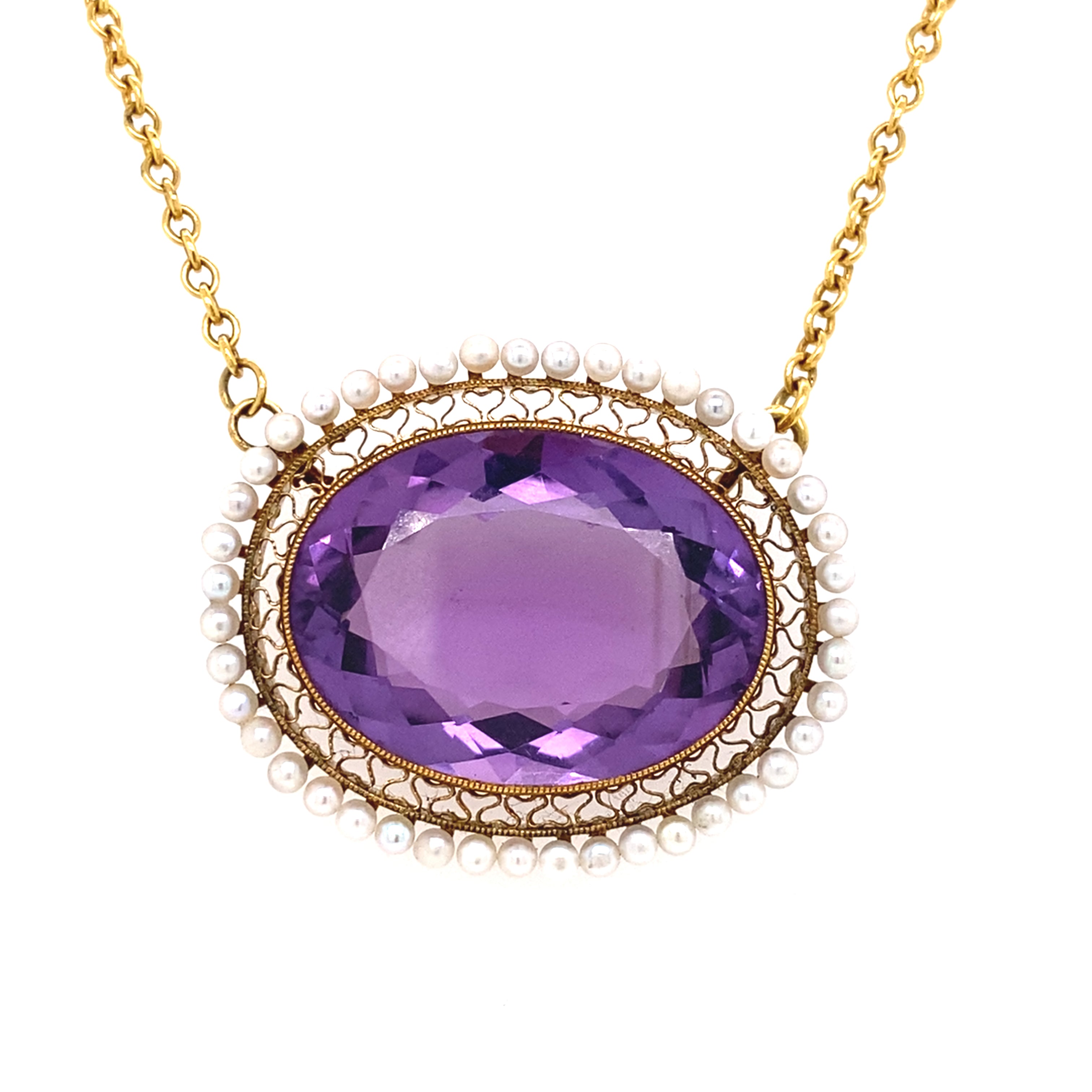 Vintage Amethyst and Pearl Necklace