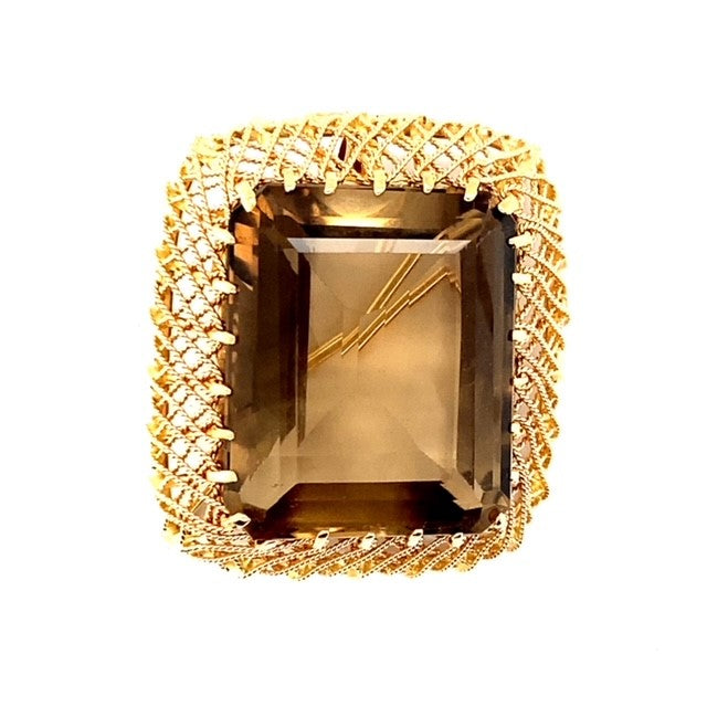 Smokey quartz pendant brooch