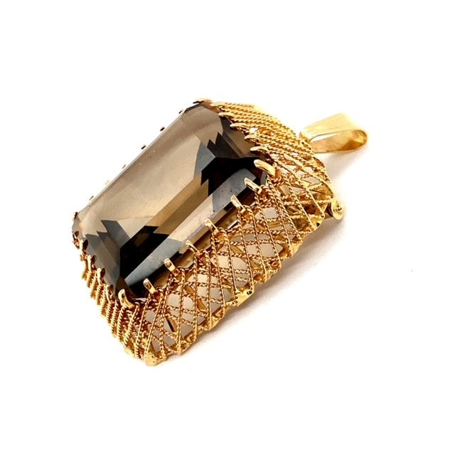 Smokey quartz pendant brooch