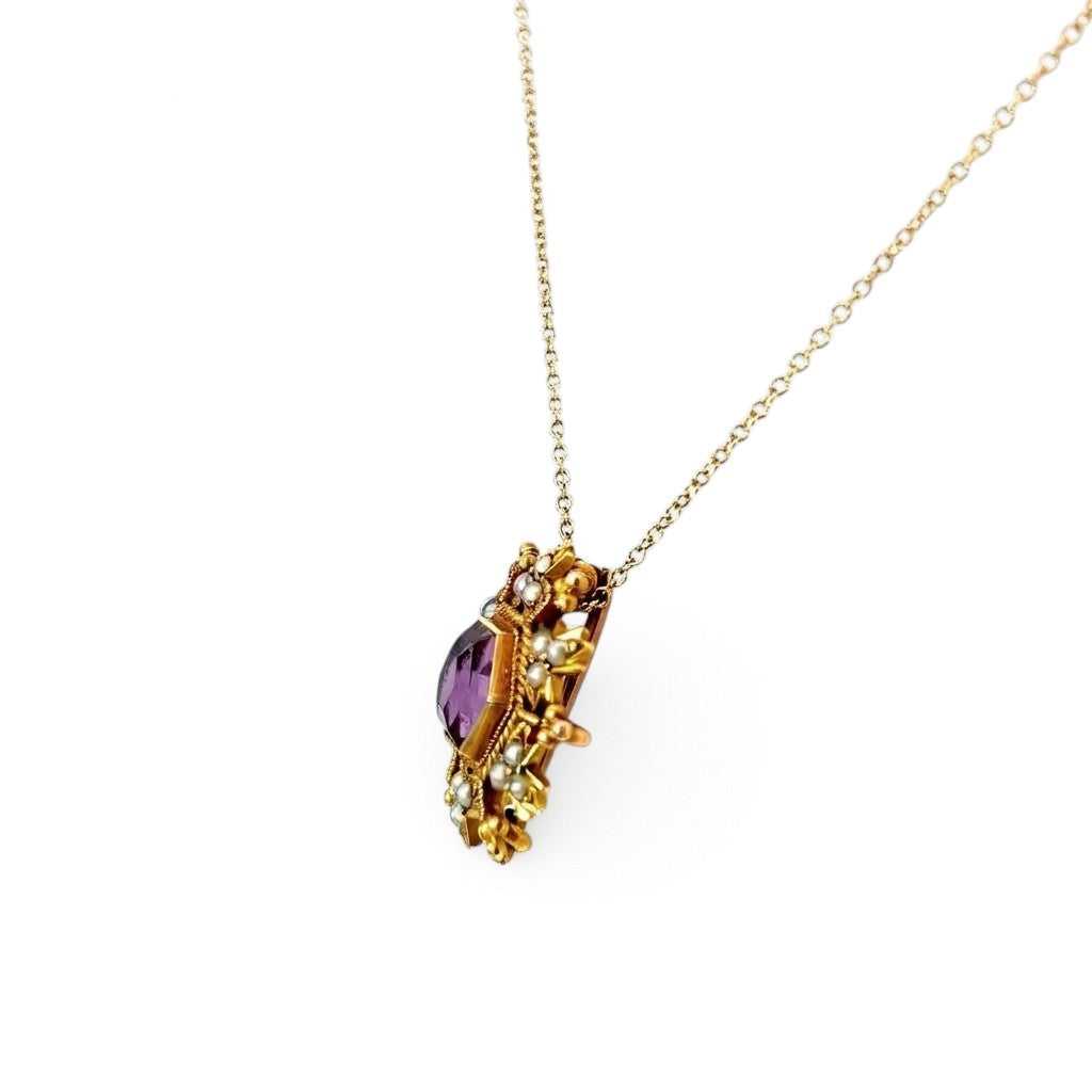 Amethyst and Pearl Pendant/Brooch