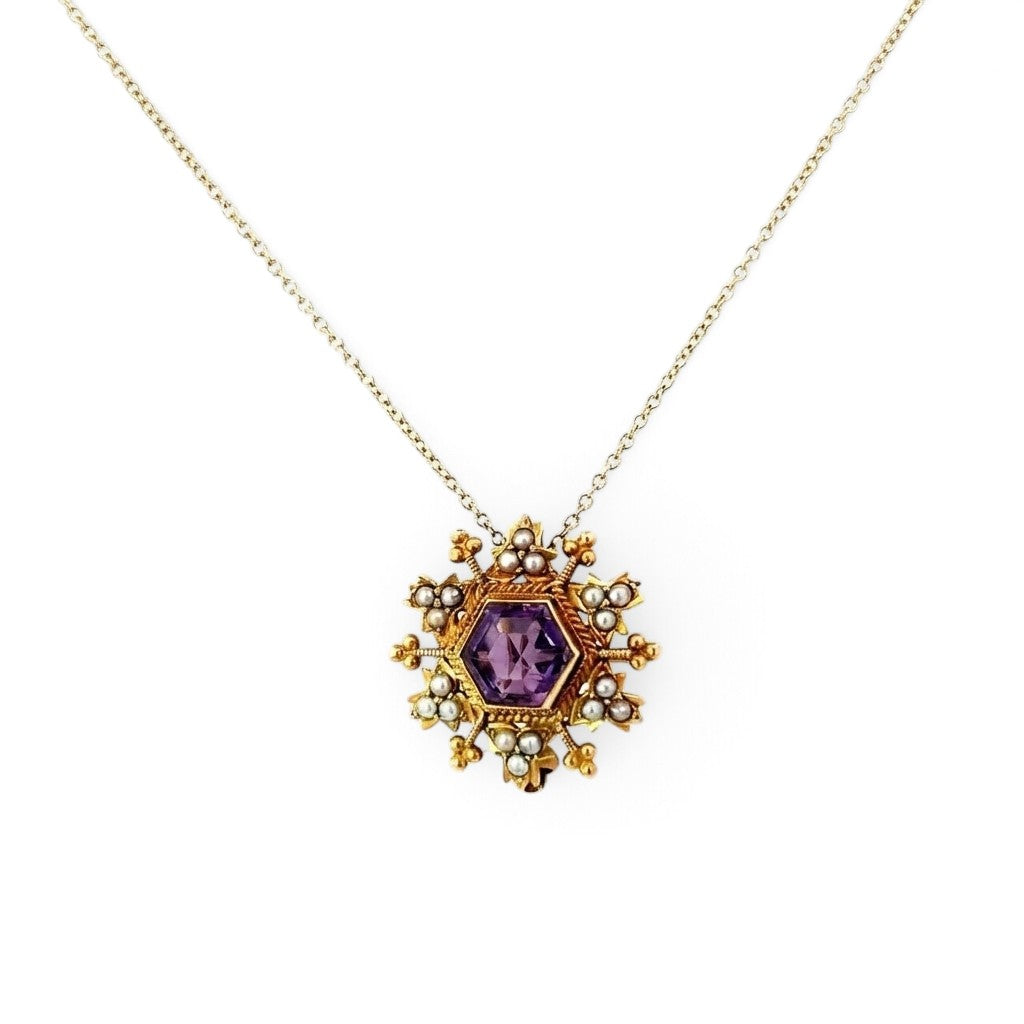 Amethyst and Pearl Pendant/Brooch
