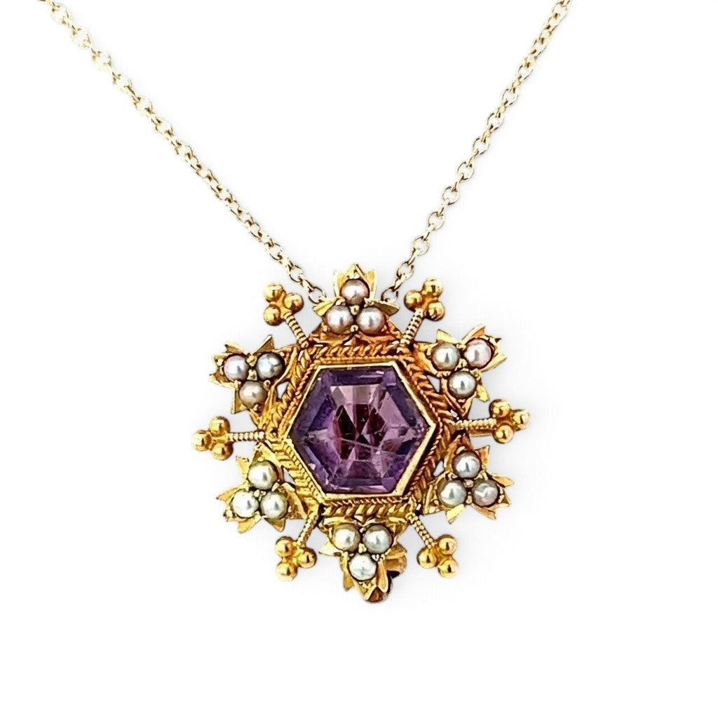 Amethyst and Pearl Pendant/Brooch