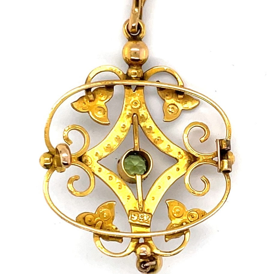 Edwardian yellow gold Peridot Pendant