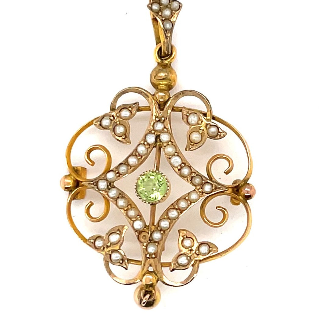 Edwardian yellow gold Peridot Pendant