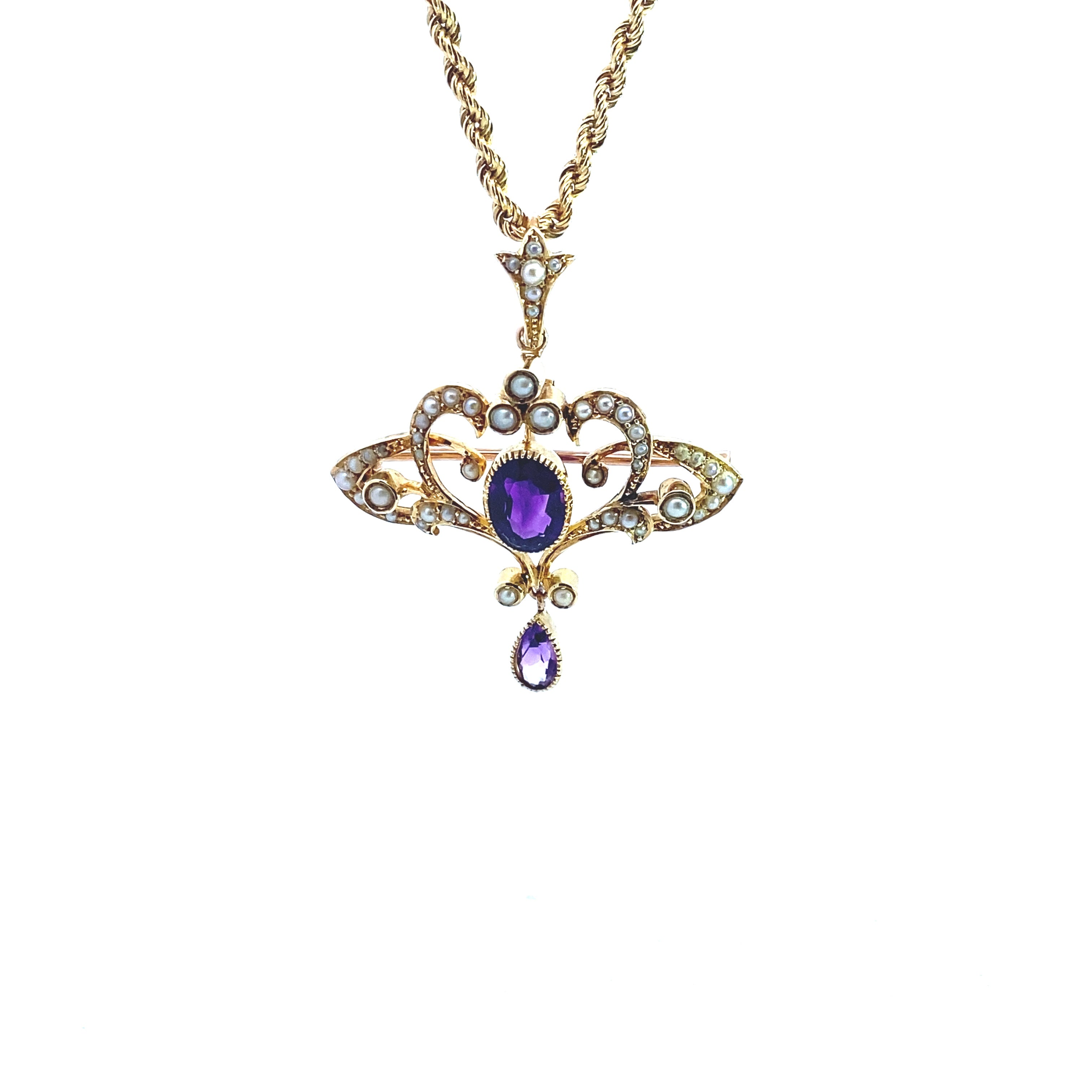 A Beautiful Amethyst and Pearl Pendant