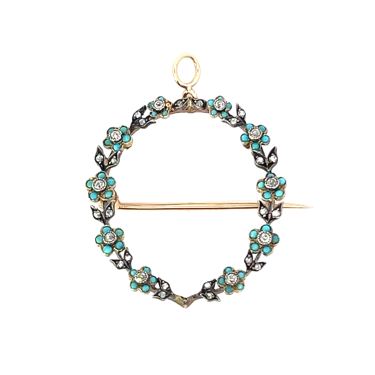 Beautiful Turquoise and Diamond Pendant/Brooch
