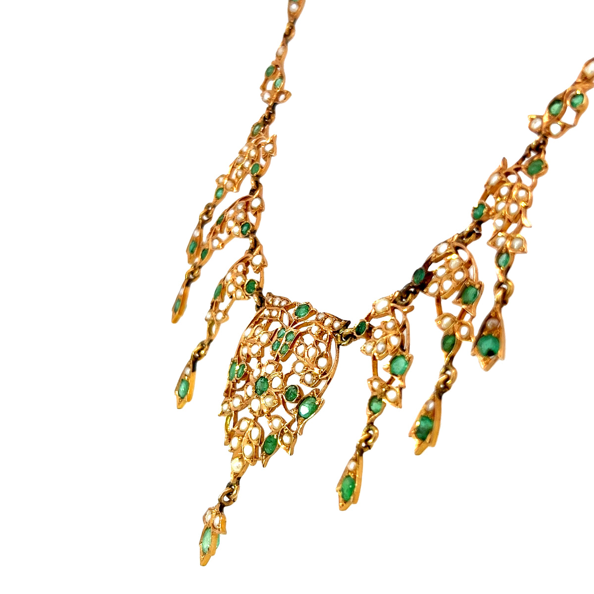 Beautiful Emerald and Pearl Necklace