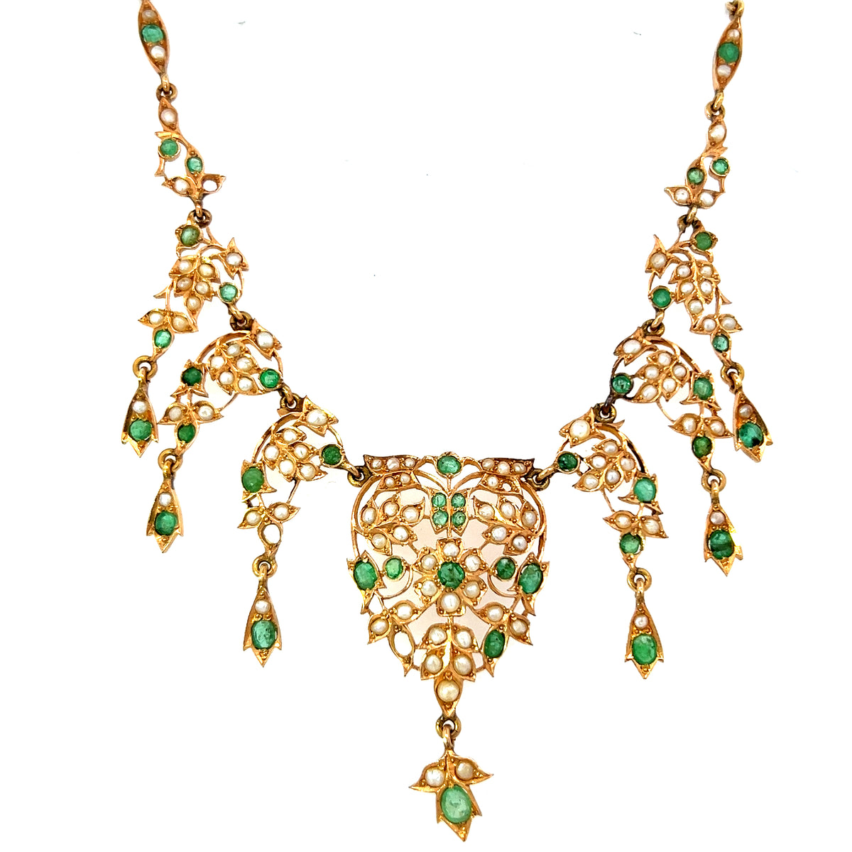 Beautiful Emerald and Pearl Necklace