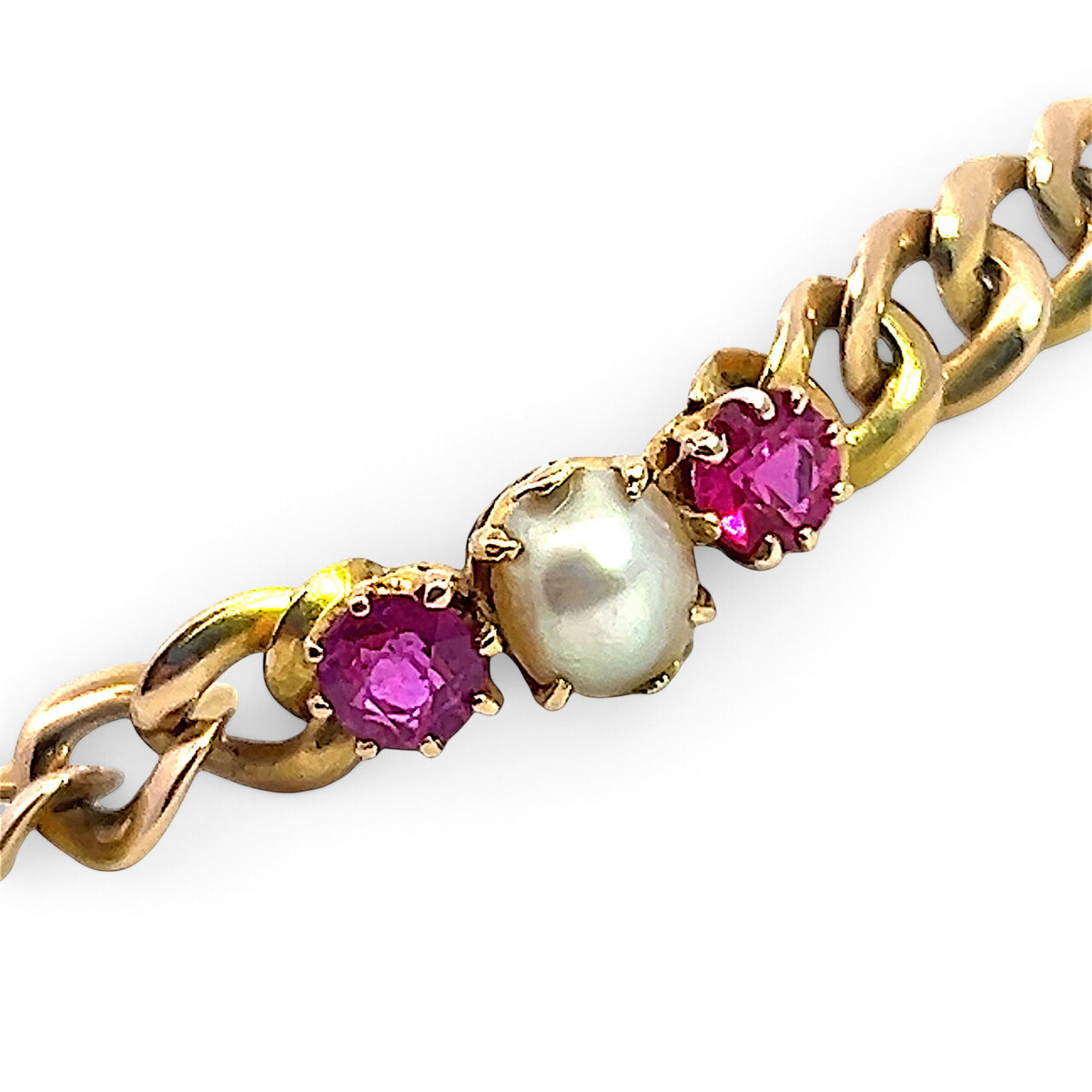 A Beautiful Gemstone Set Curb Bracelet
