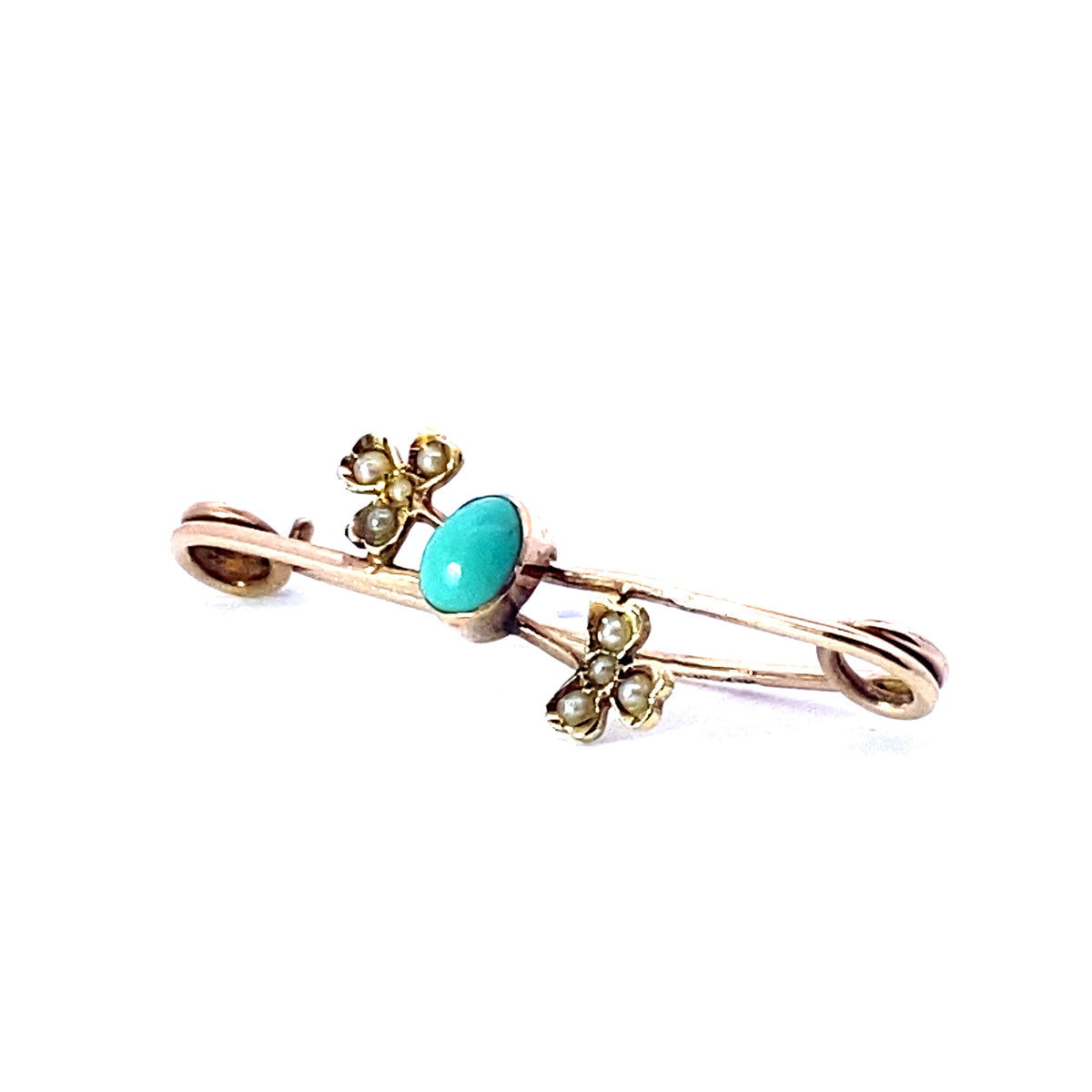 An Antique Turquoise and Pearl Brooch