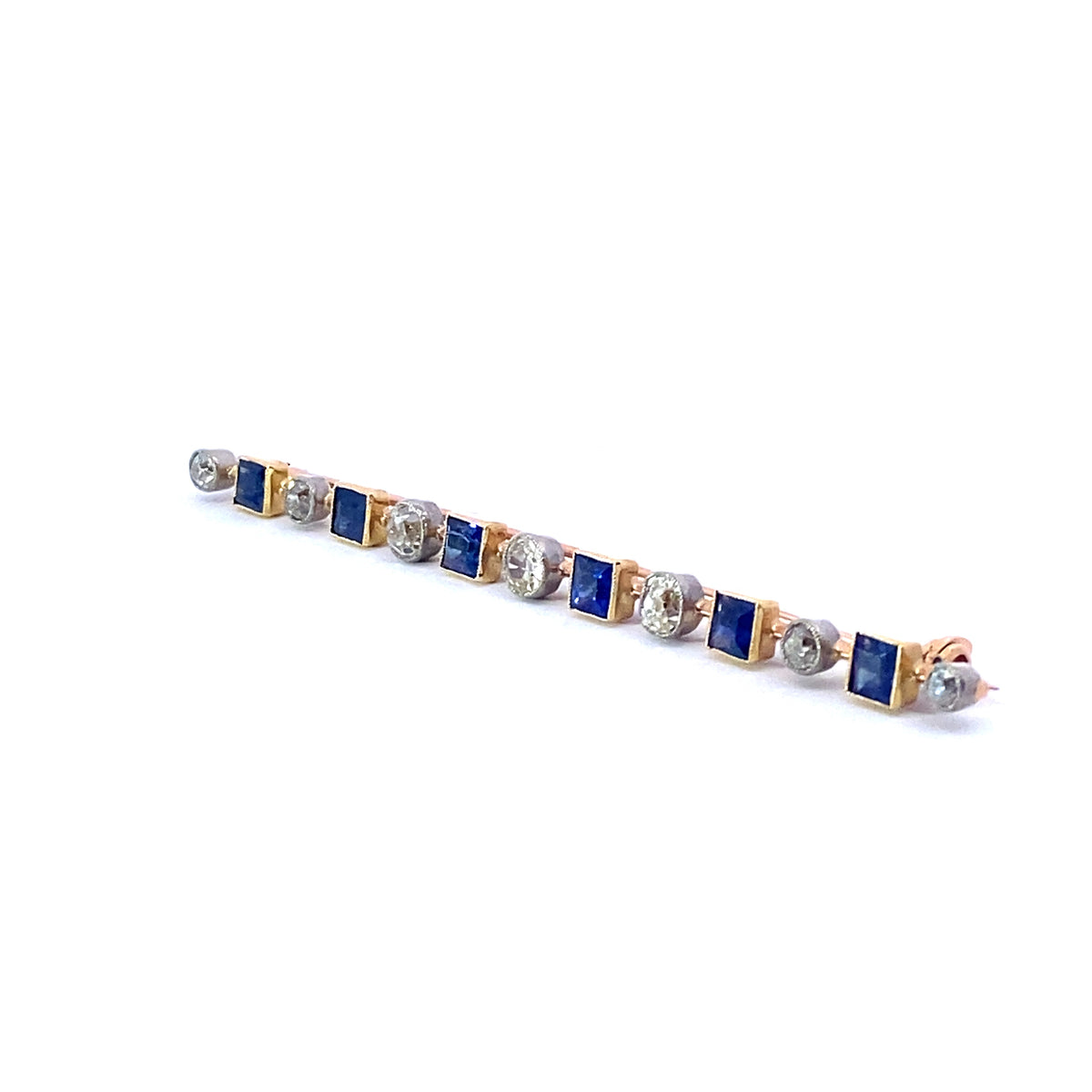 An Antique Diamond and Sapphire Bar Brooch