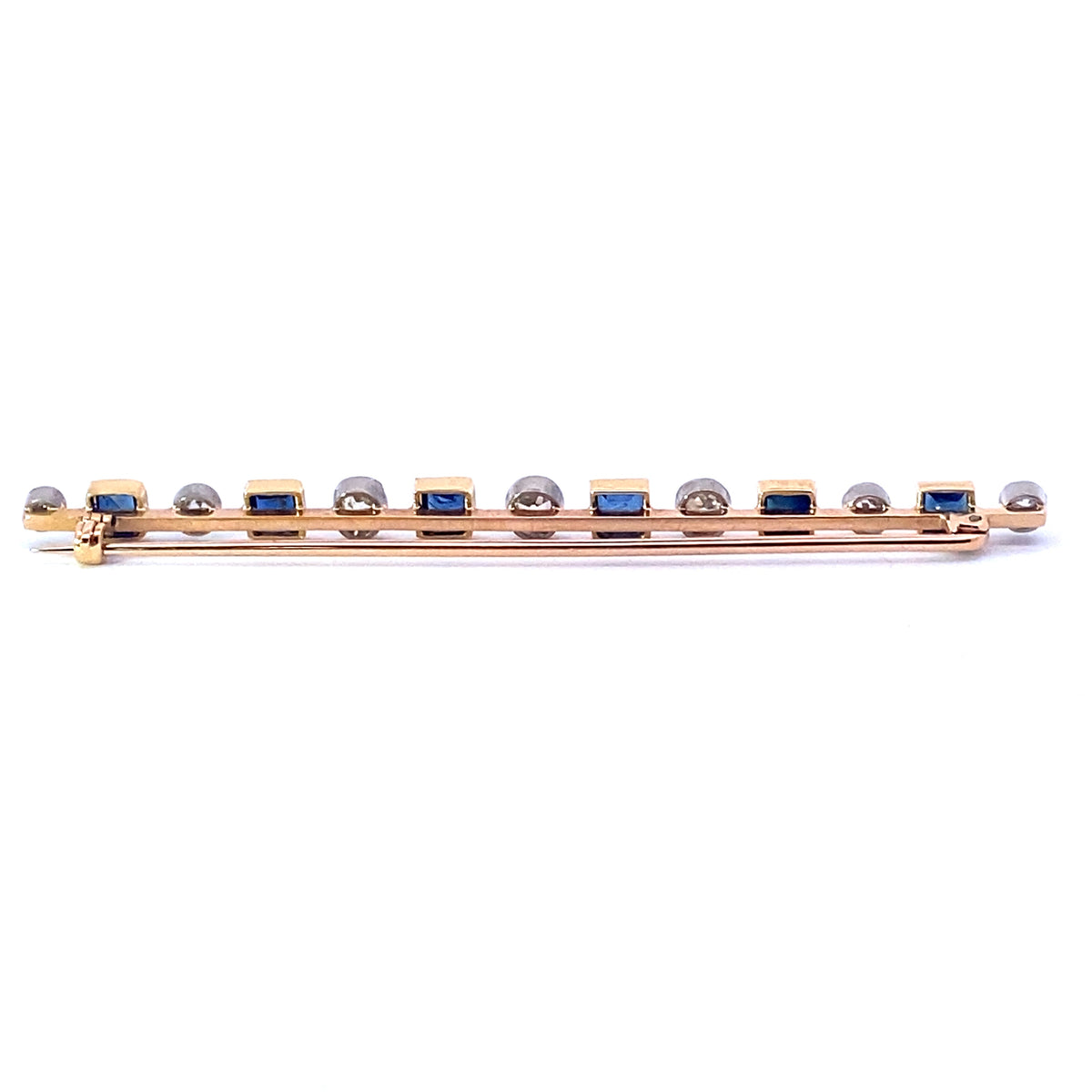 An Antique Diamond and Sapphire Bar Brooch