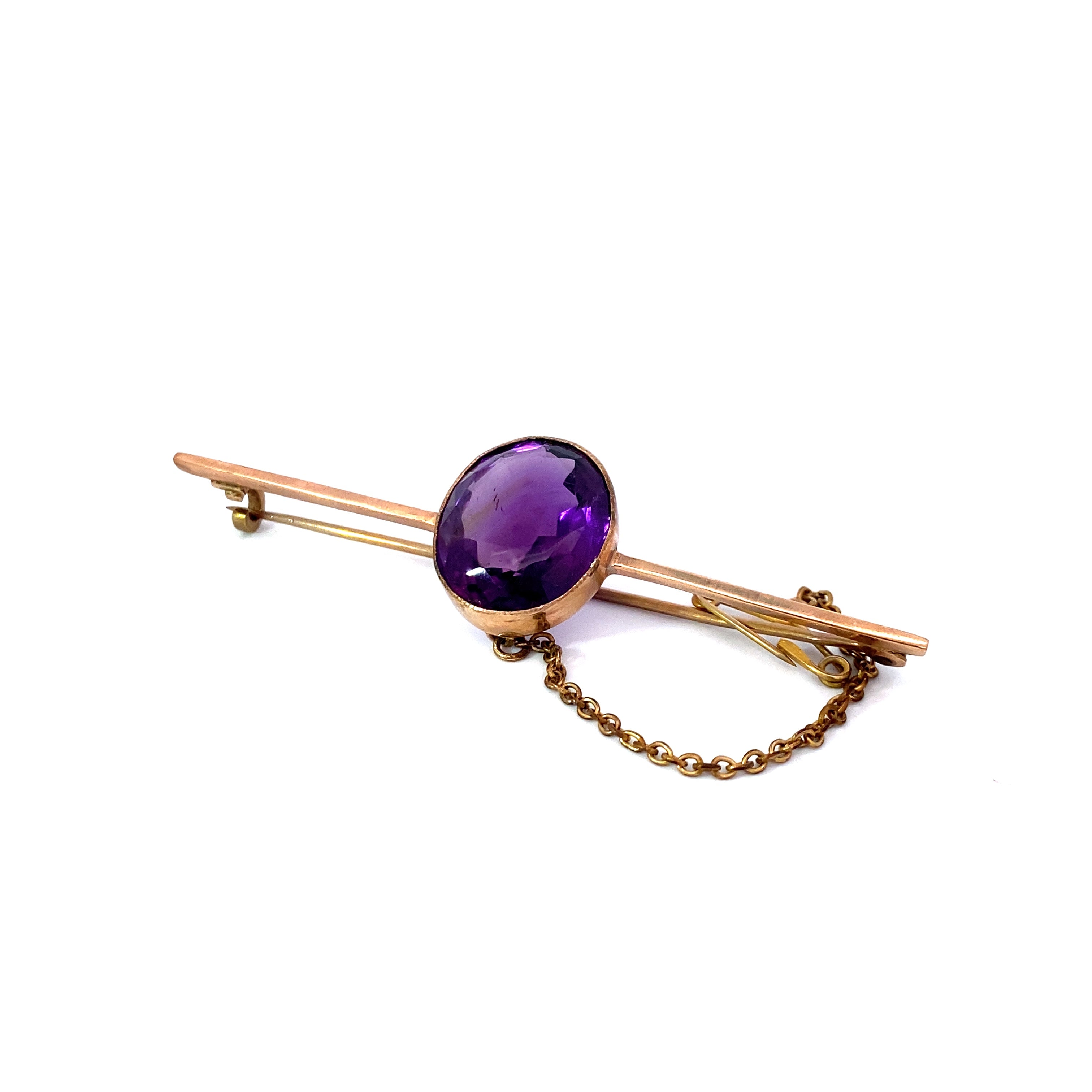 9 carat yellow gold amethyst brooch