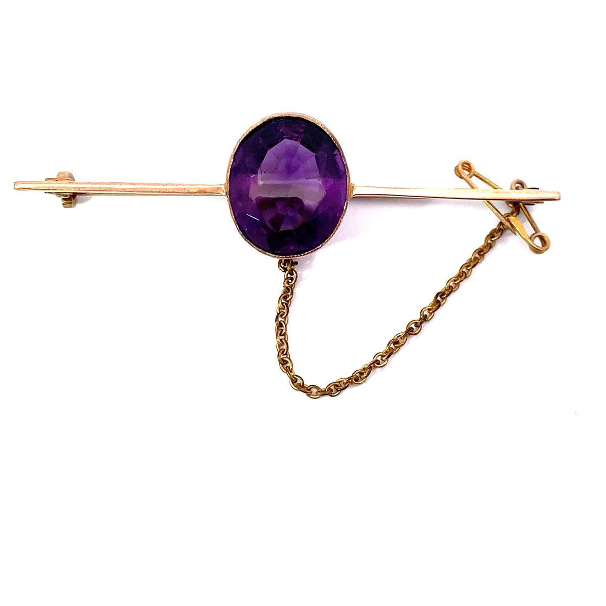 9 carat yellow gold amethyst brooch