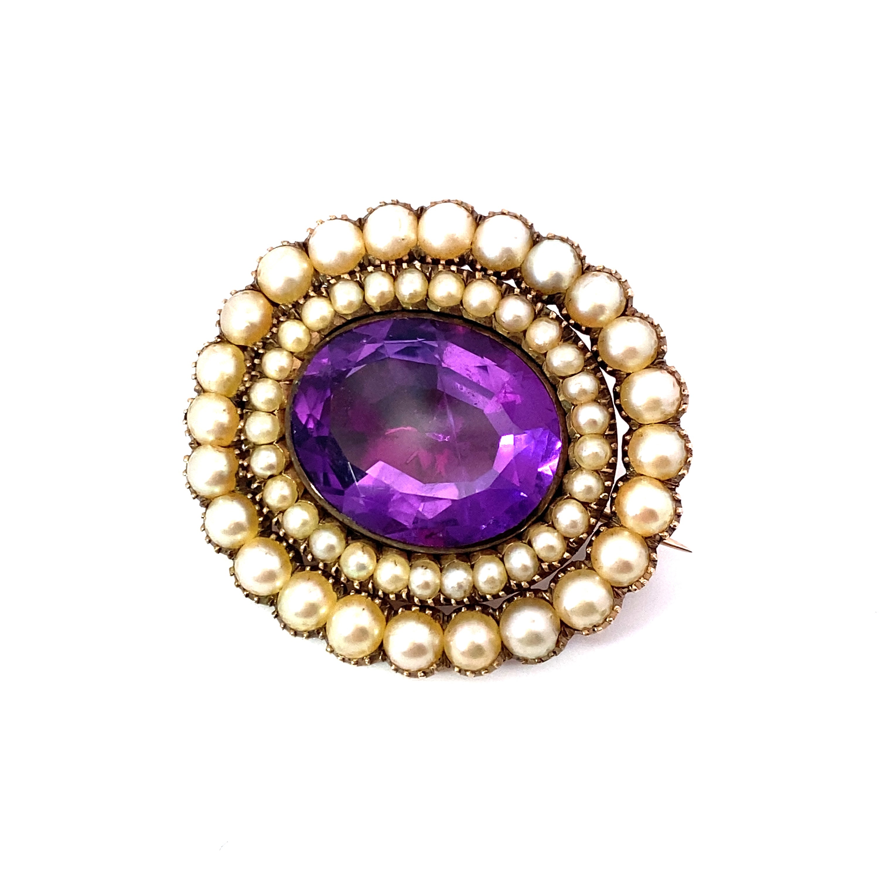FOILED AMEHTYST BROOCH