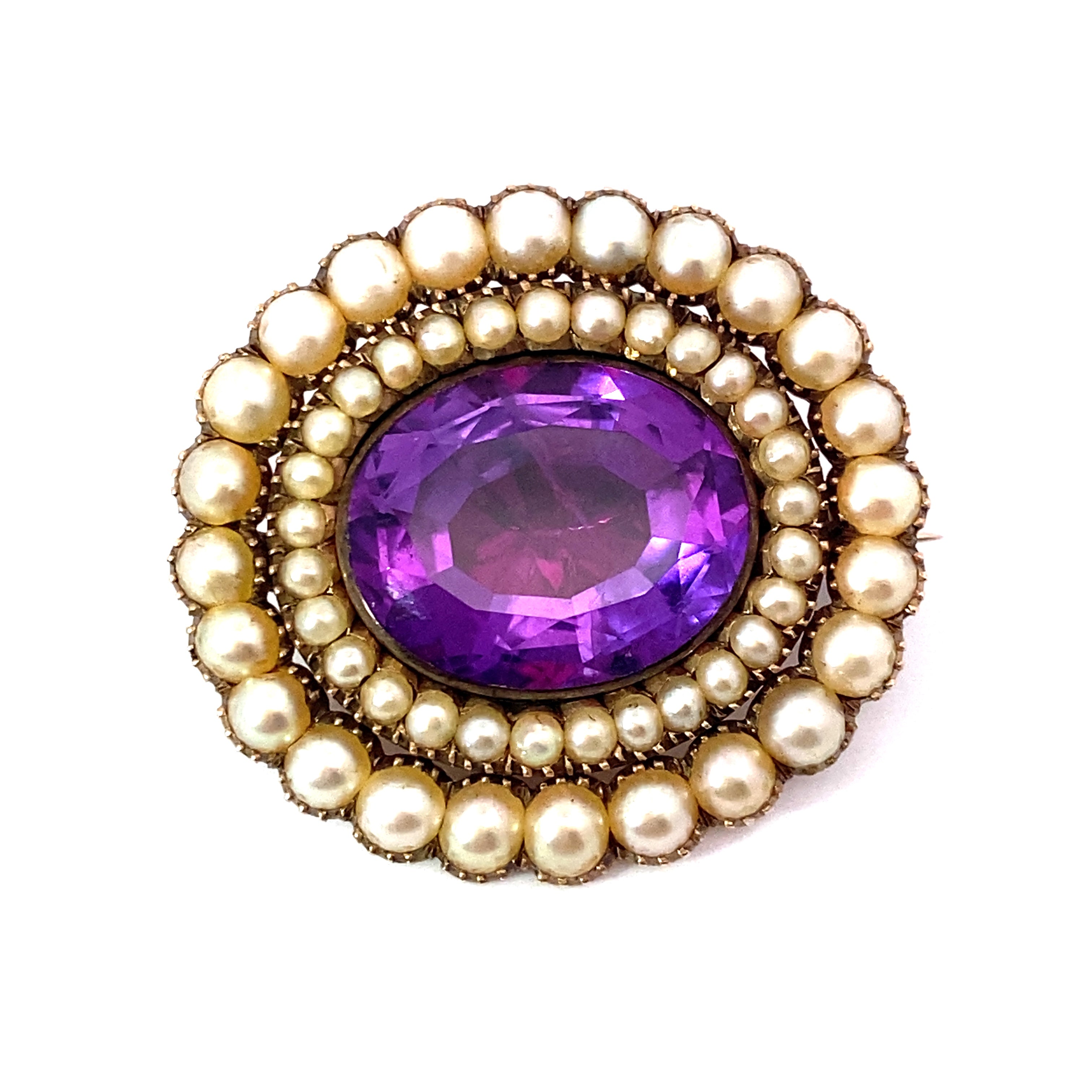 FOILED AMEHTYST BROOCH