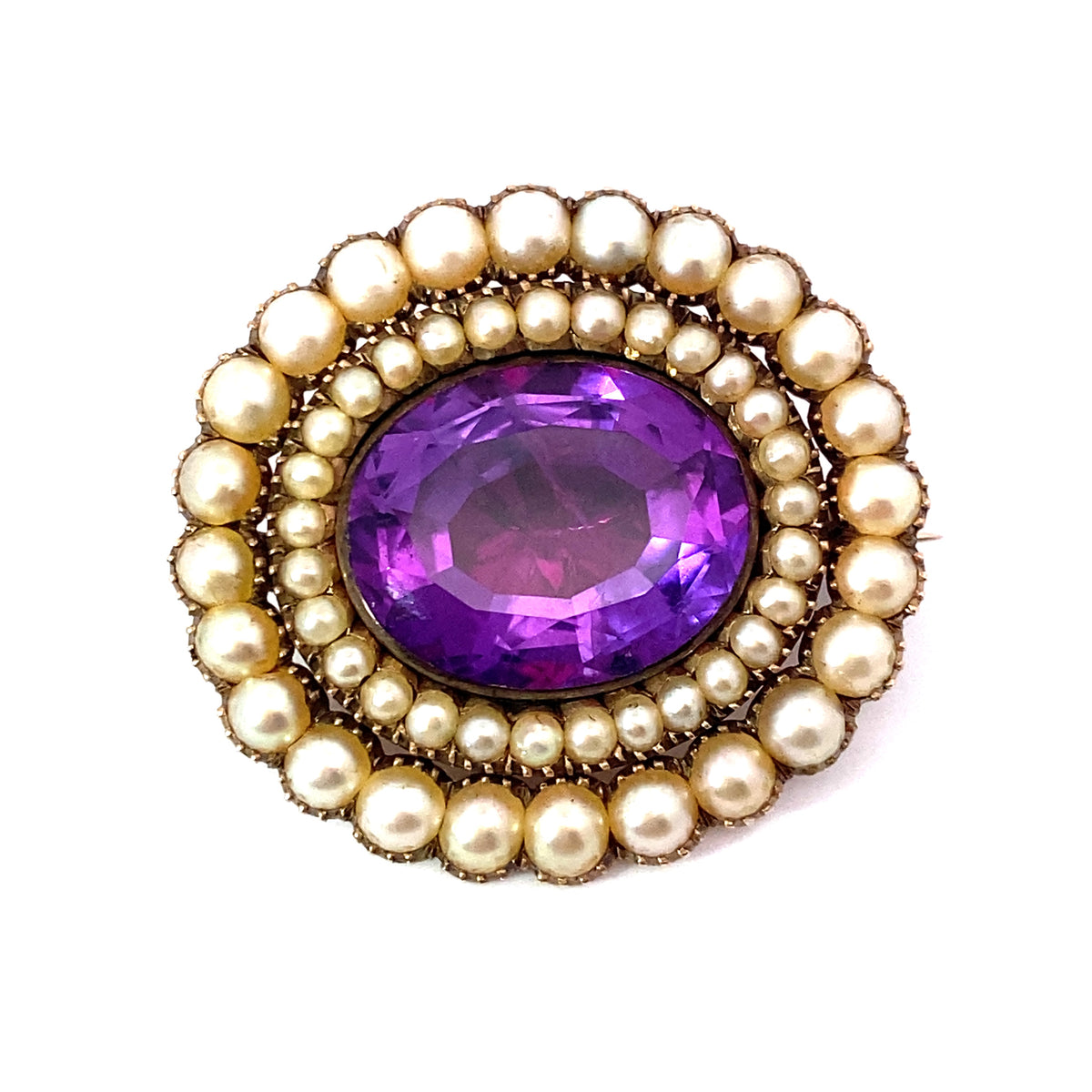 FOILED AMEHTYST BROOCH