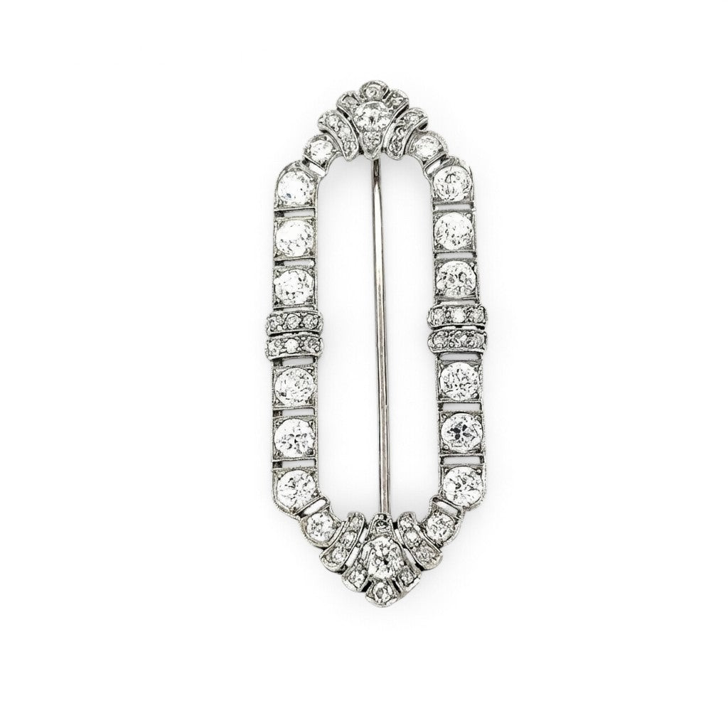A Beautiful Art Deco Stylised Buckle Diamond Brooch