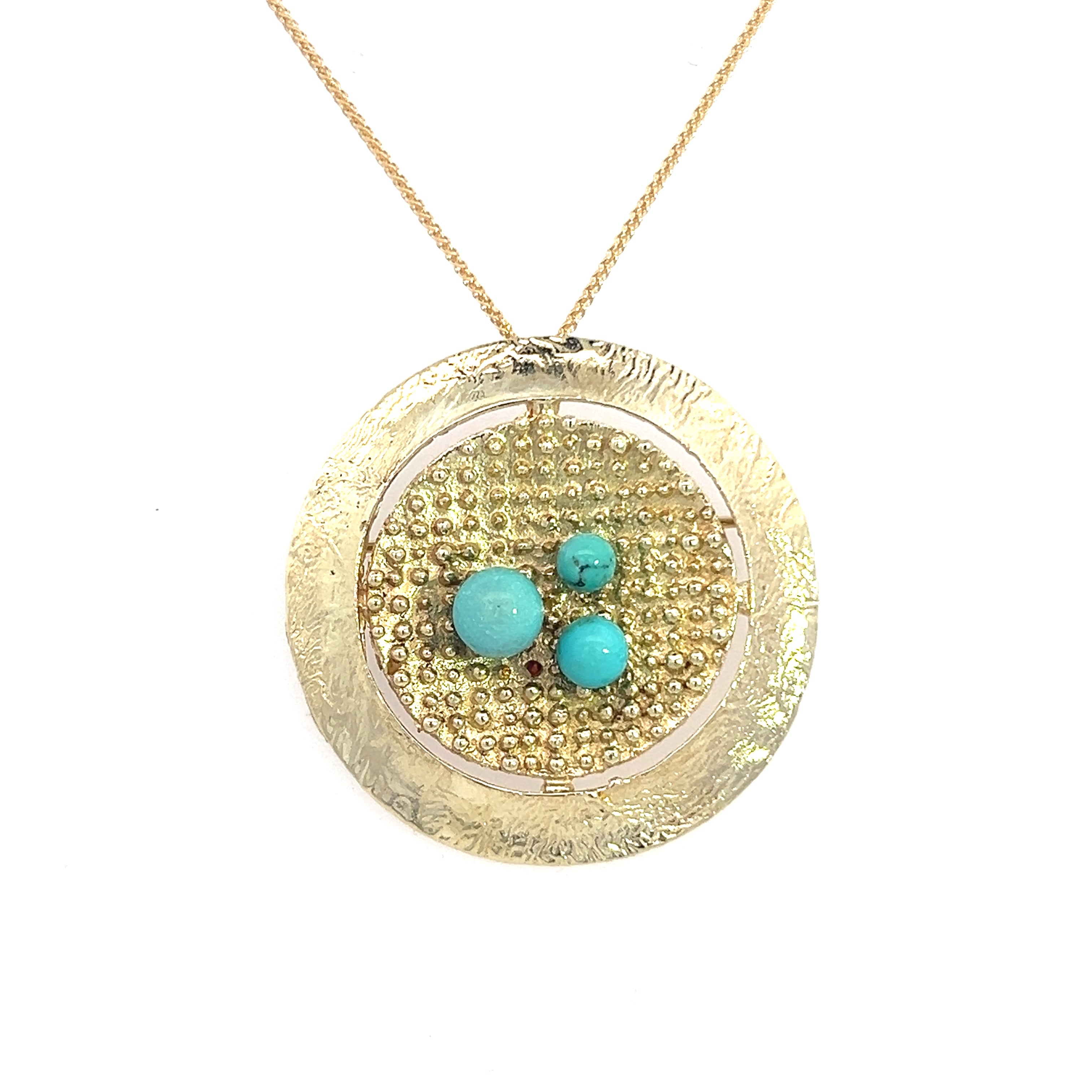 Unusual Gold and Turquoise Brooch
