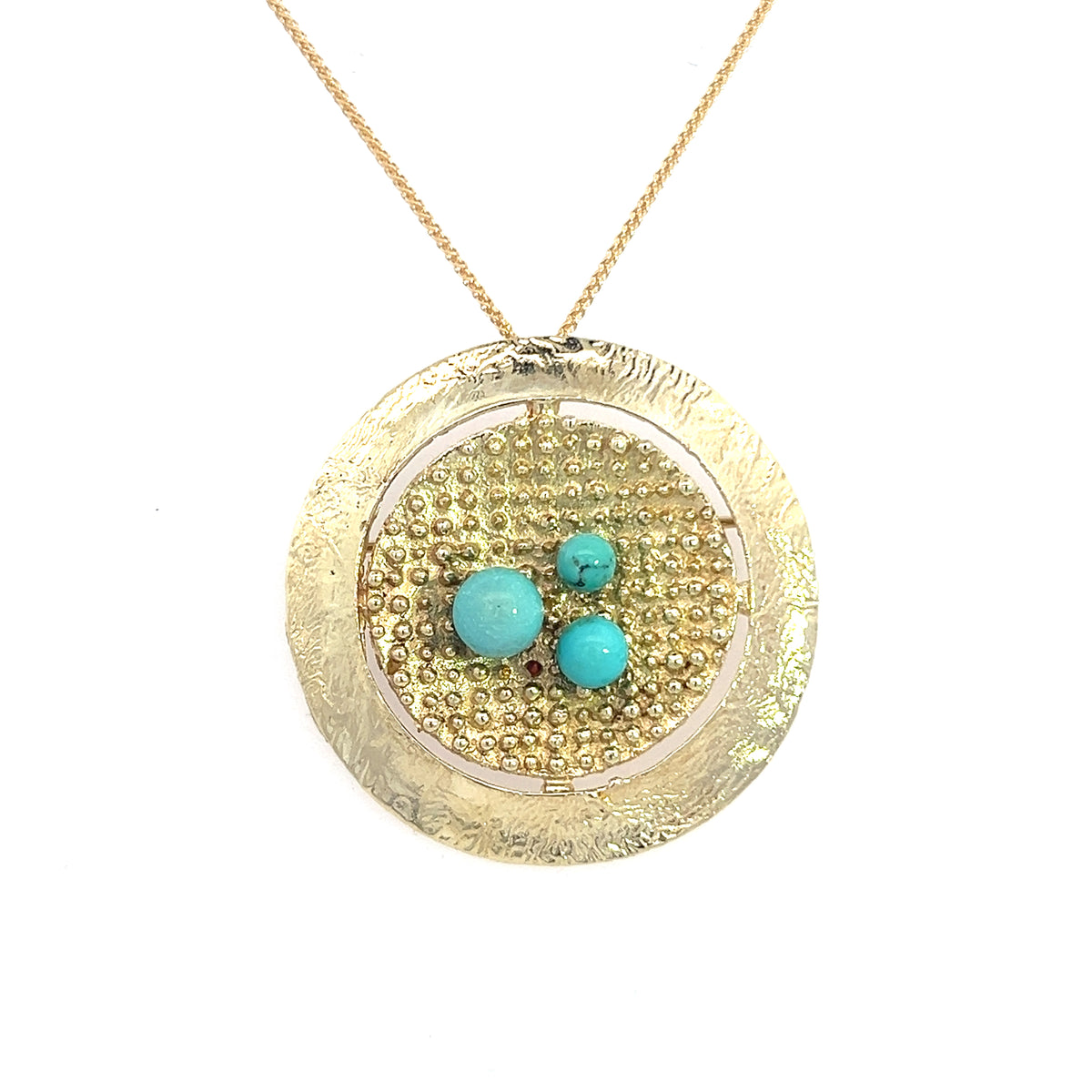 Unusual Gold and Turquoise Brooch