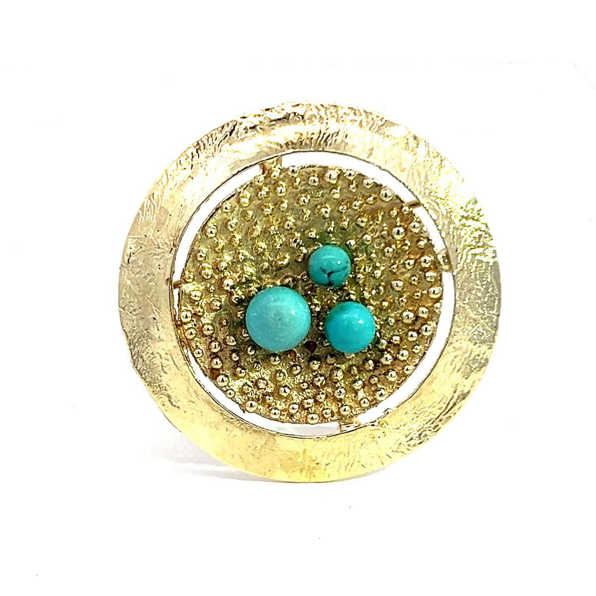 Unusual Gold and Turquoise Brooch