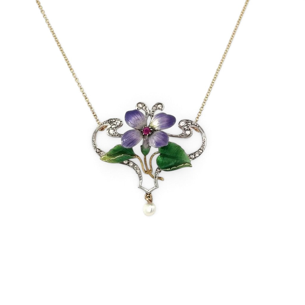 A stunning Art Nouveau Enamel Pendant