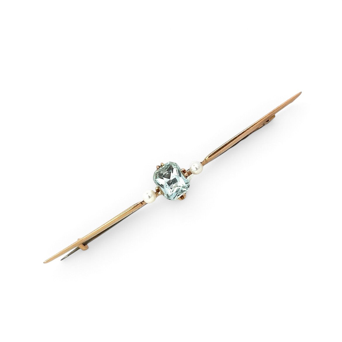 A Lovely Aquamarine and Pearl Brooch