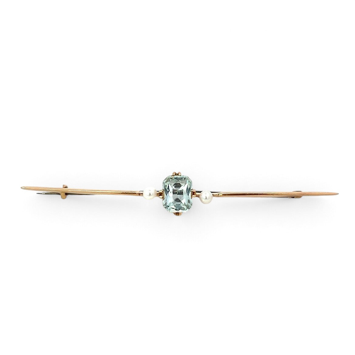 A Lovely Aquamarine and Pearl Brooch