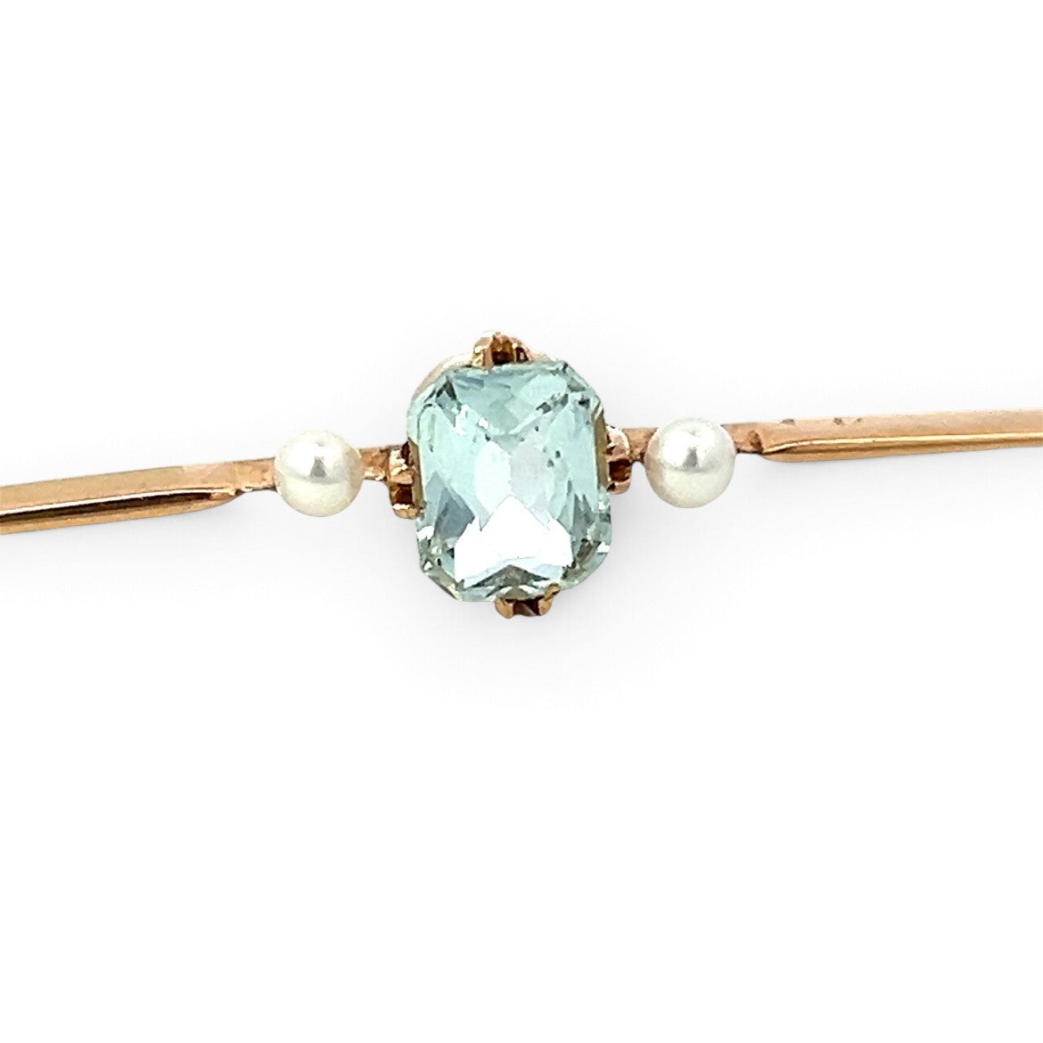 A Lovely Aquamarine and Pearl Brooch