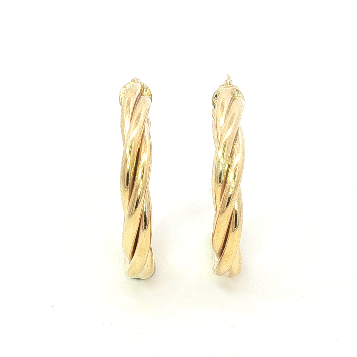 9 Carat Yellow Gold Twist Hoops 15mm