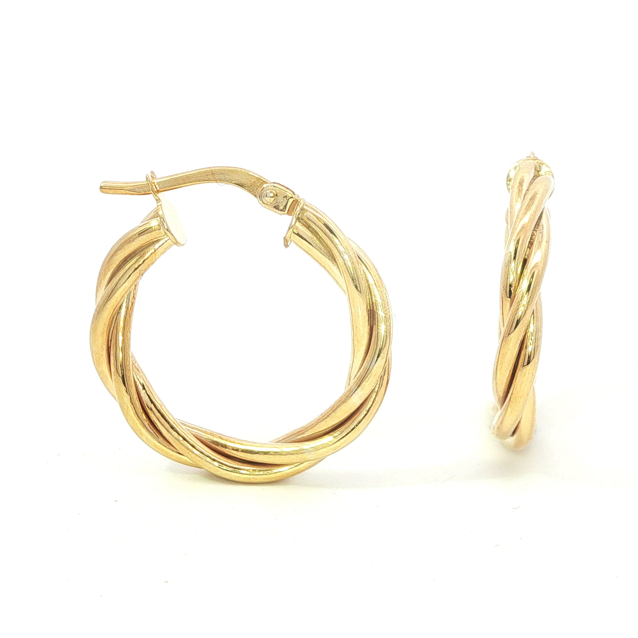 9 Carat Yellow Gold Twist Hoops 15mm