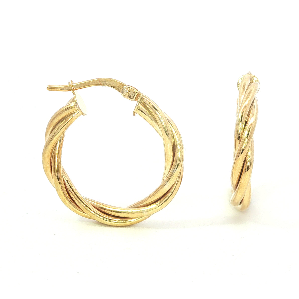 9 Carat Yellow Gold Twist Hoops 15mm