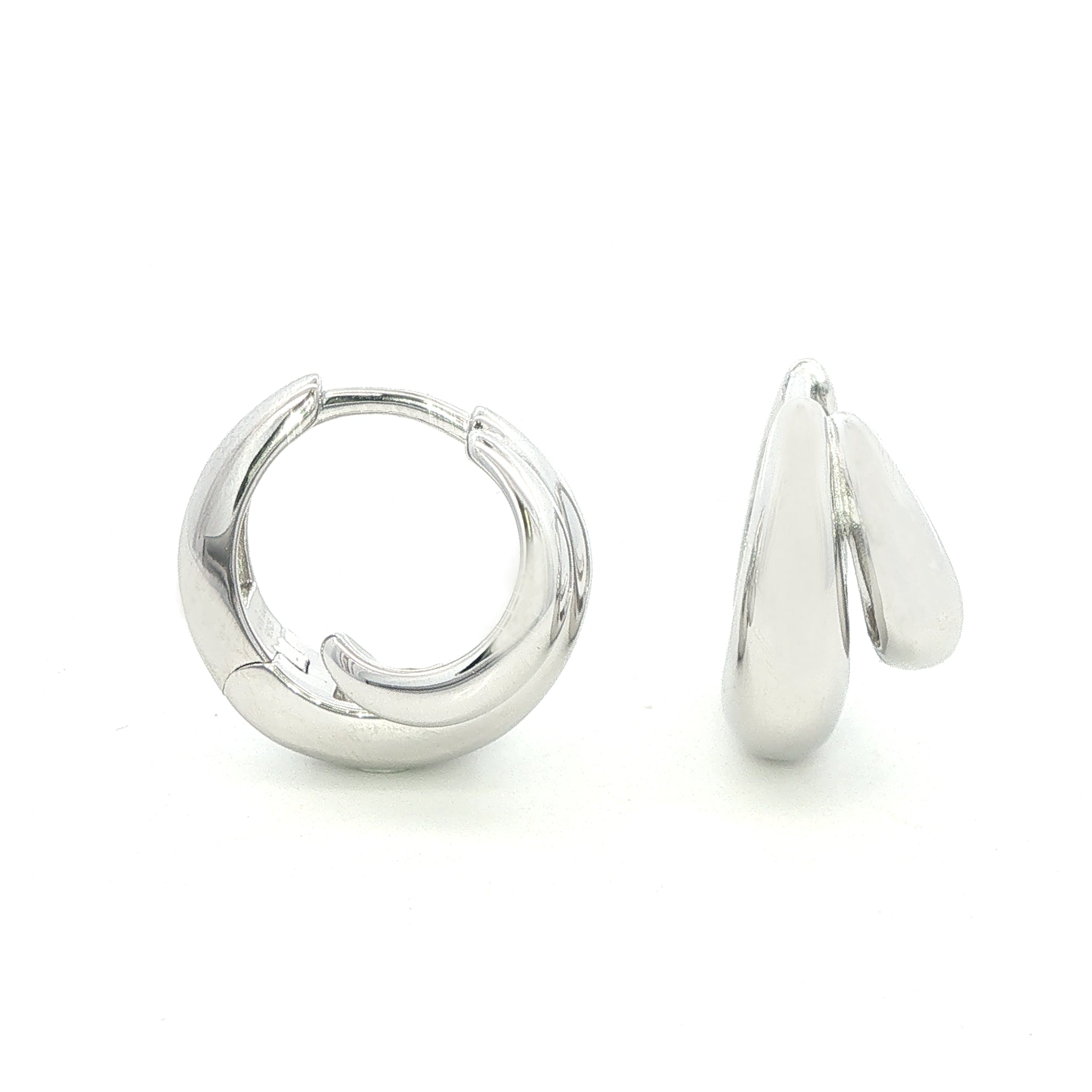 Silver Double huggie Clip Hoops
