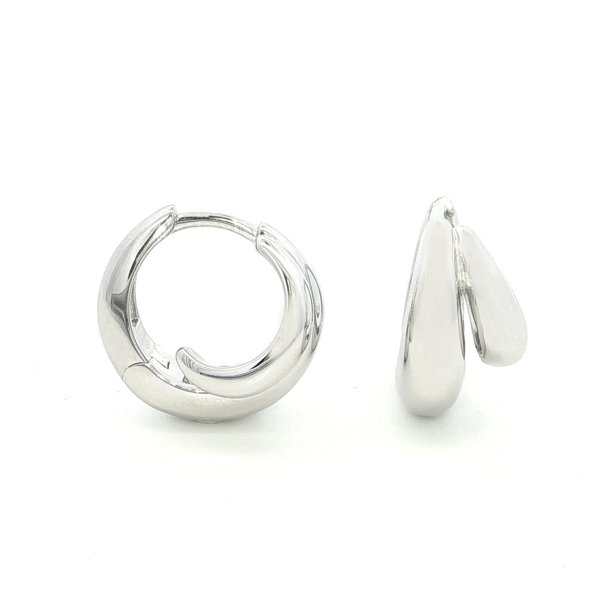 Silver Double huggie Clip Hoops