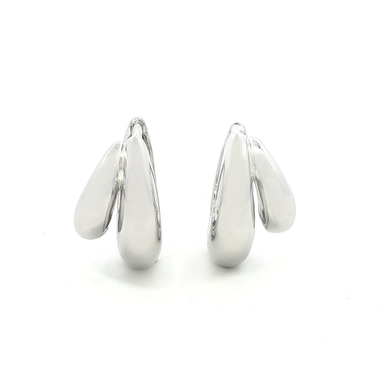 Silver Double huggie Clip Hoops