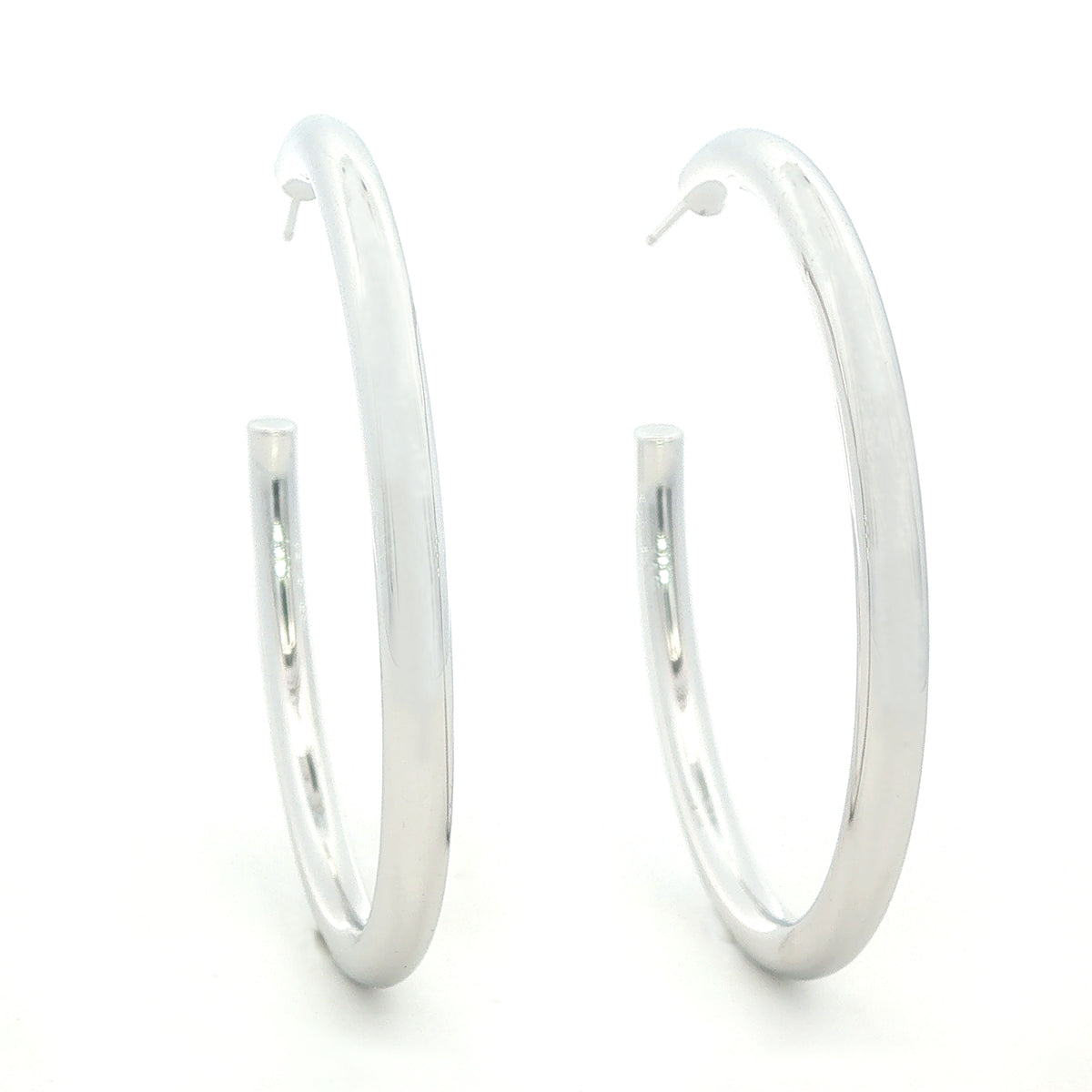 50mm Classic Silver Tube Hoops