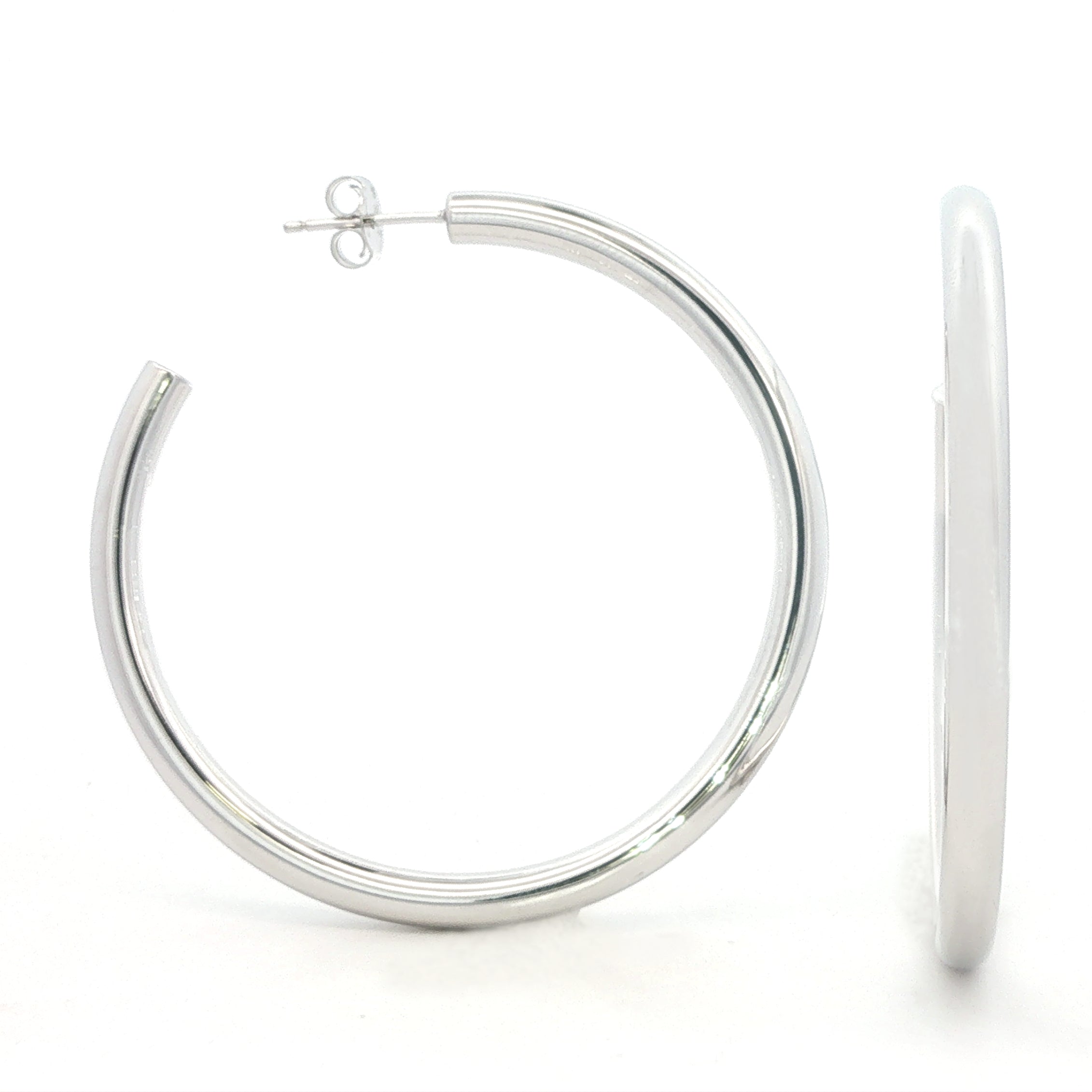 50mm Classic Silver Tube Hoops