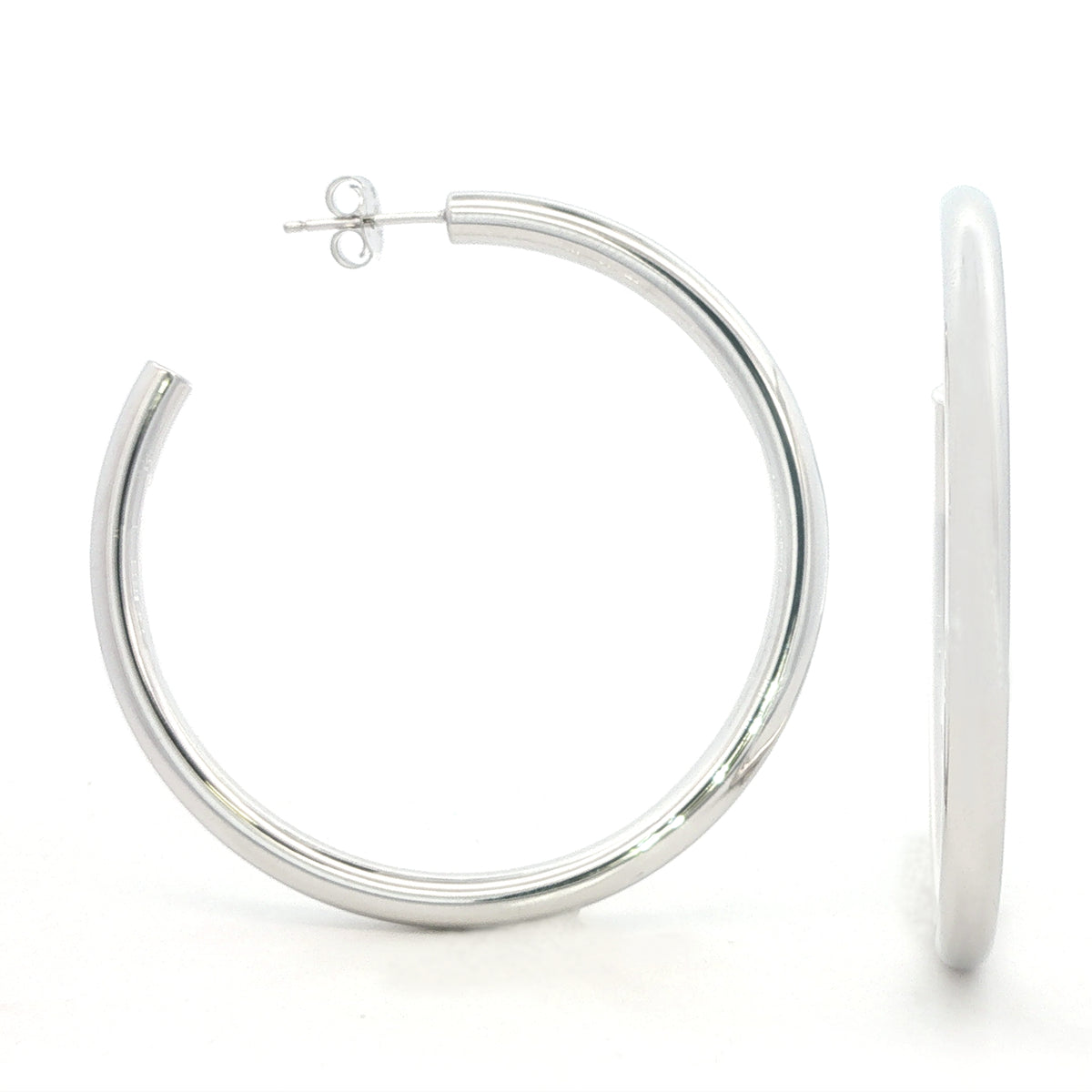 50mm Classic Silver Tube Hoops