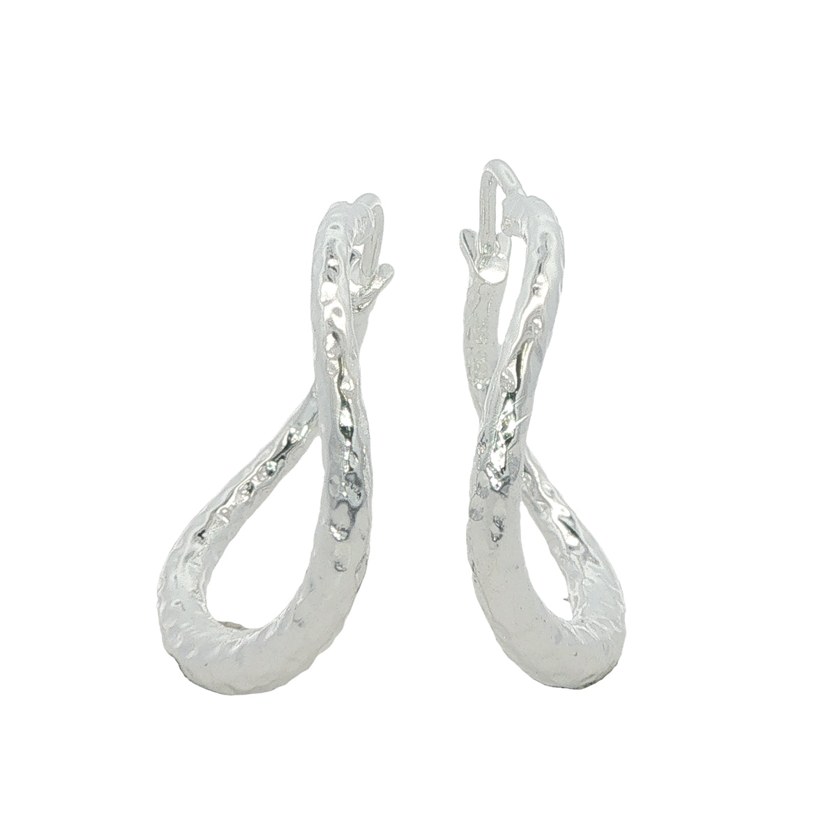Silver Shimmer Wavy Solid Hoops