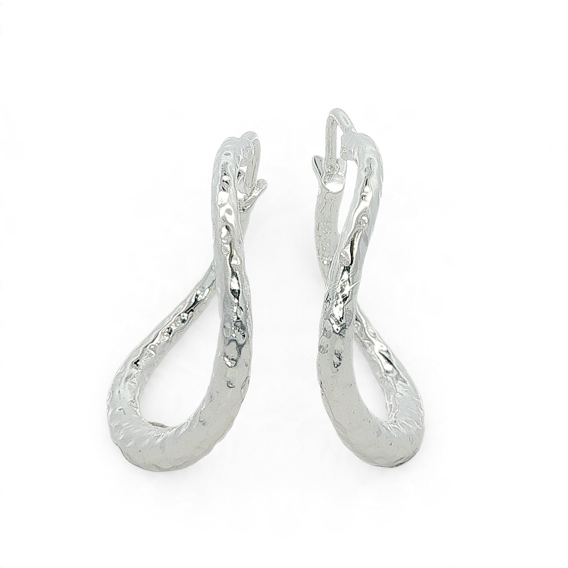 Silver Shimmer Wavy Solid Hoops