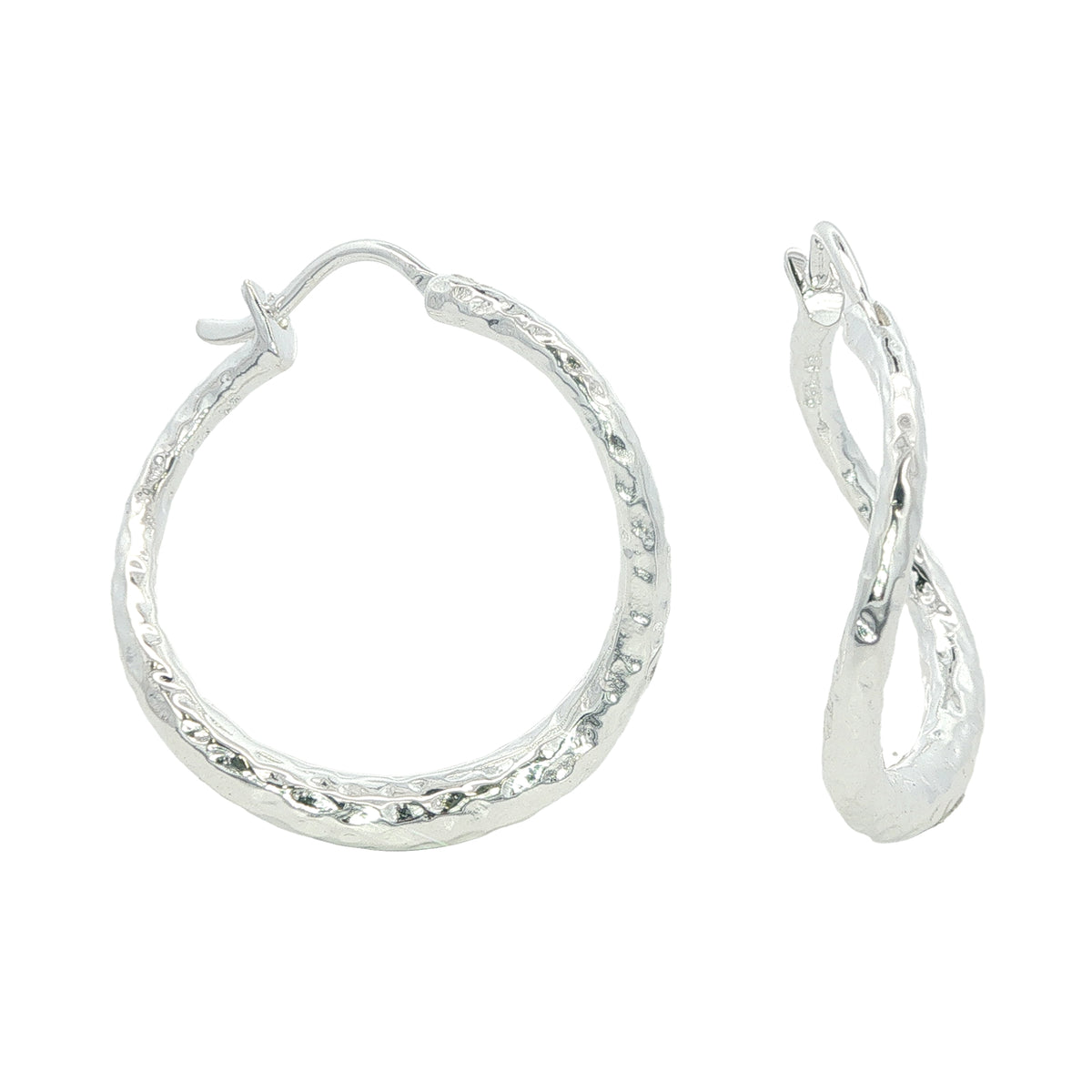 Silver Shimmer Wavy Solid Hoops
