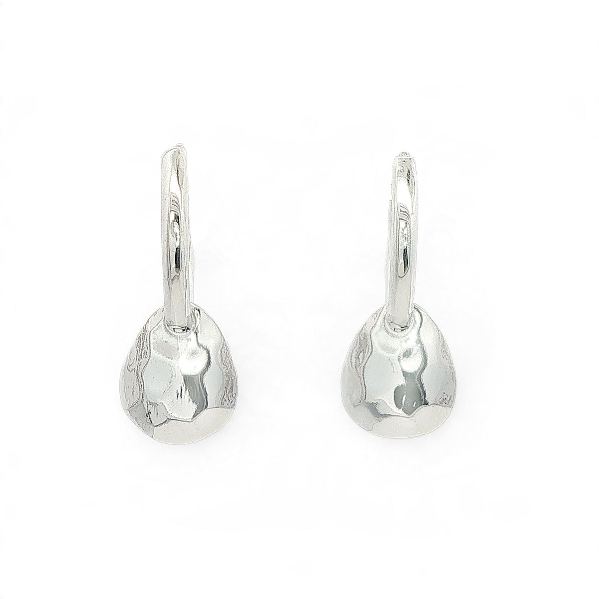 Silver Ripple clip hoops With Disc