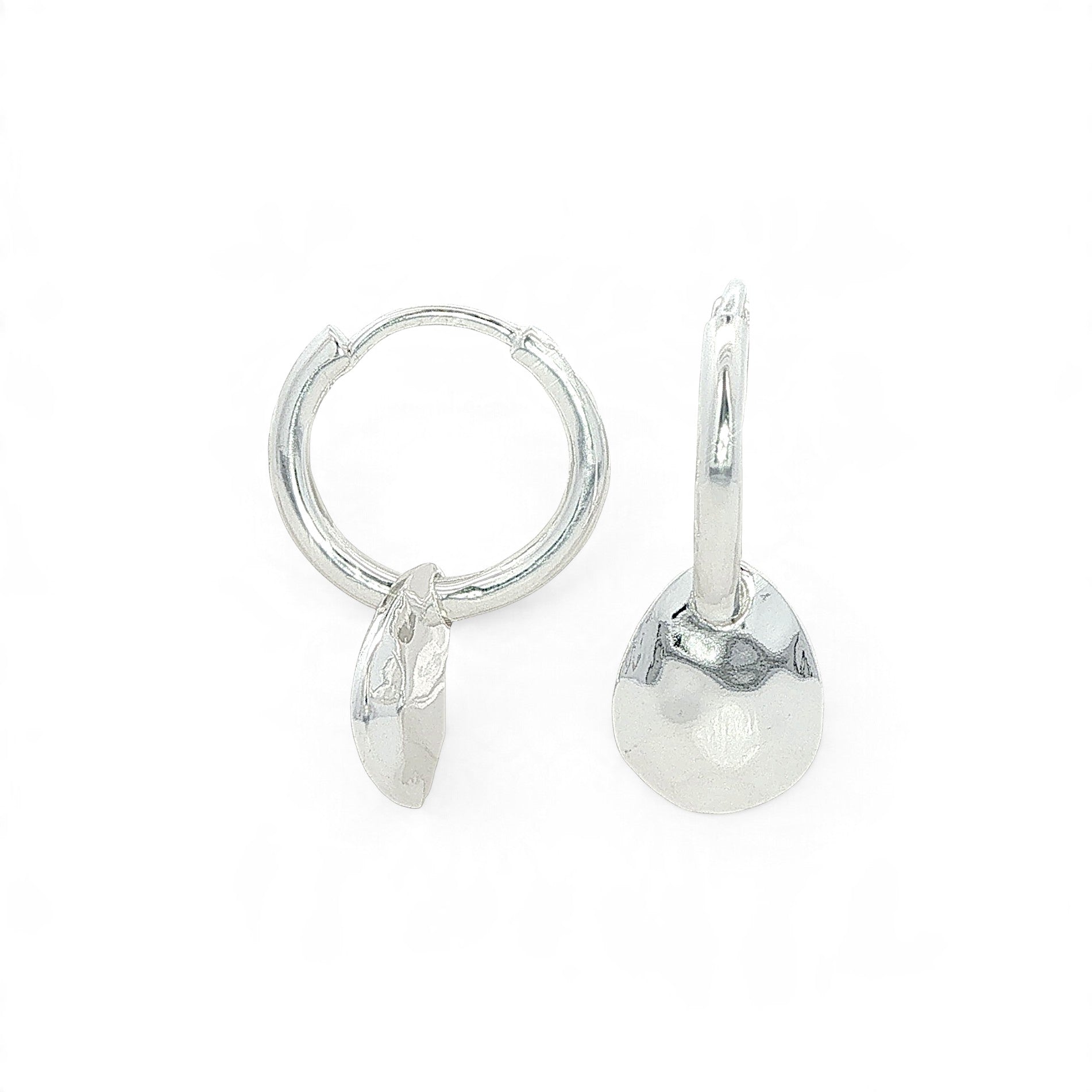 Silver Ripple clip hoops With Disc