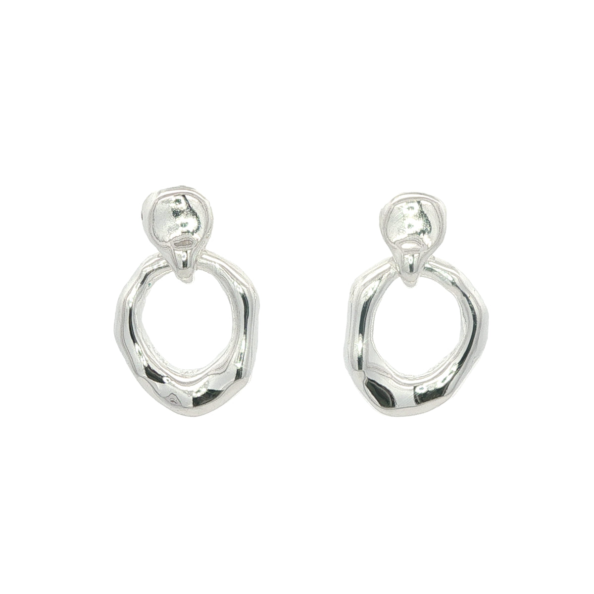Silver Ripple Circular Drop Studs