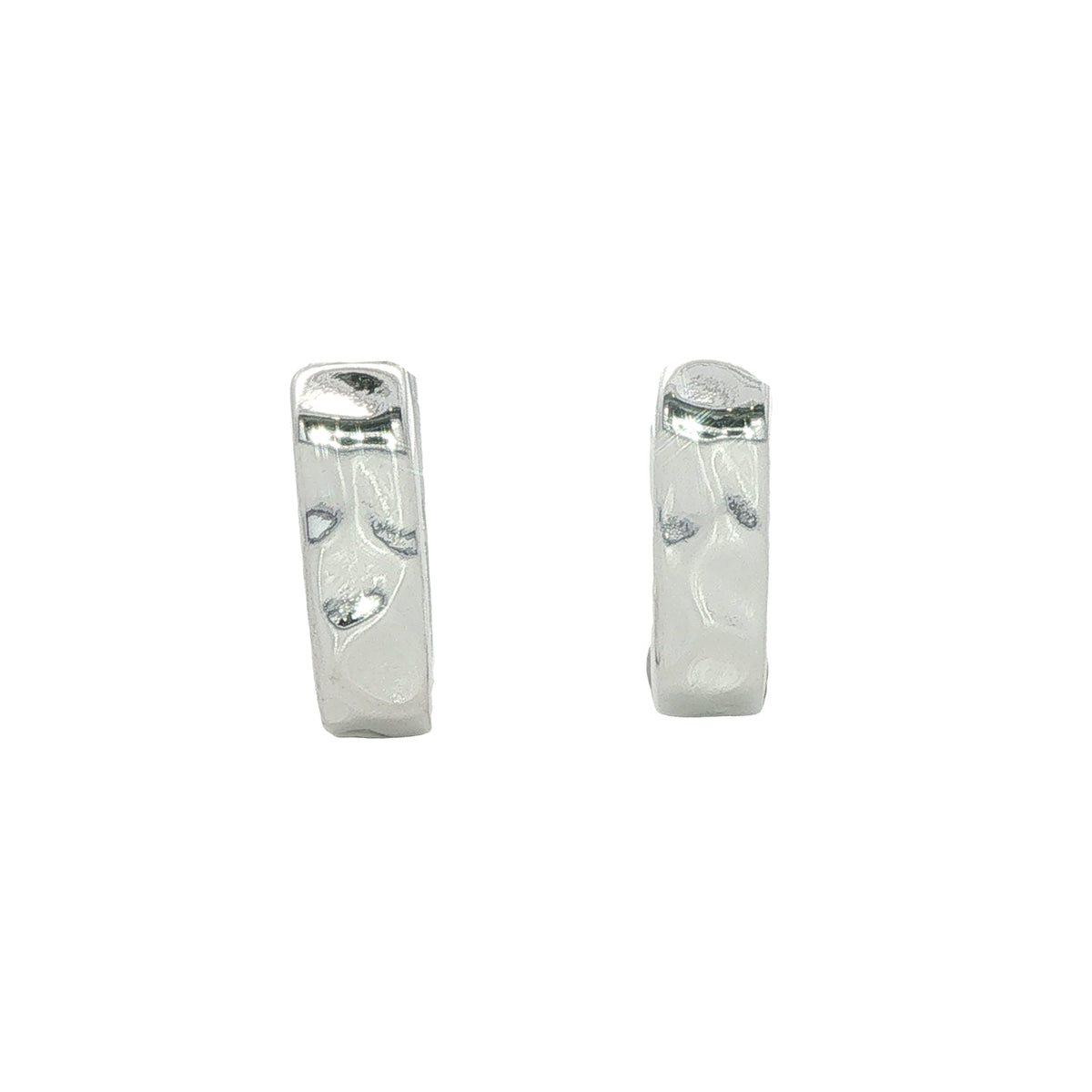 Silver Ripple Small Rectangular Clip Hoops