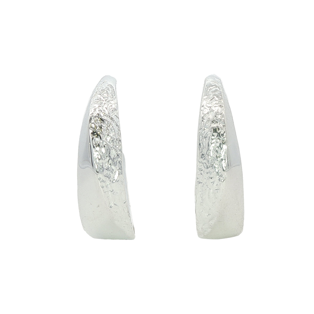 Silver Ripple Half and Half  Hoops
