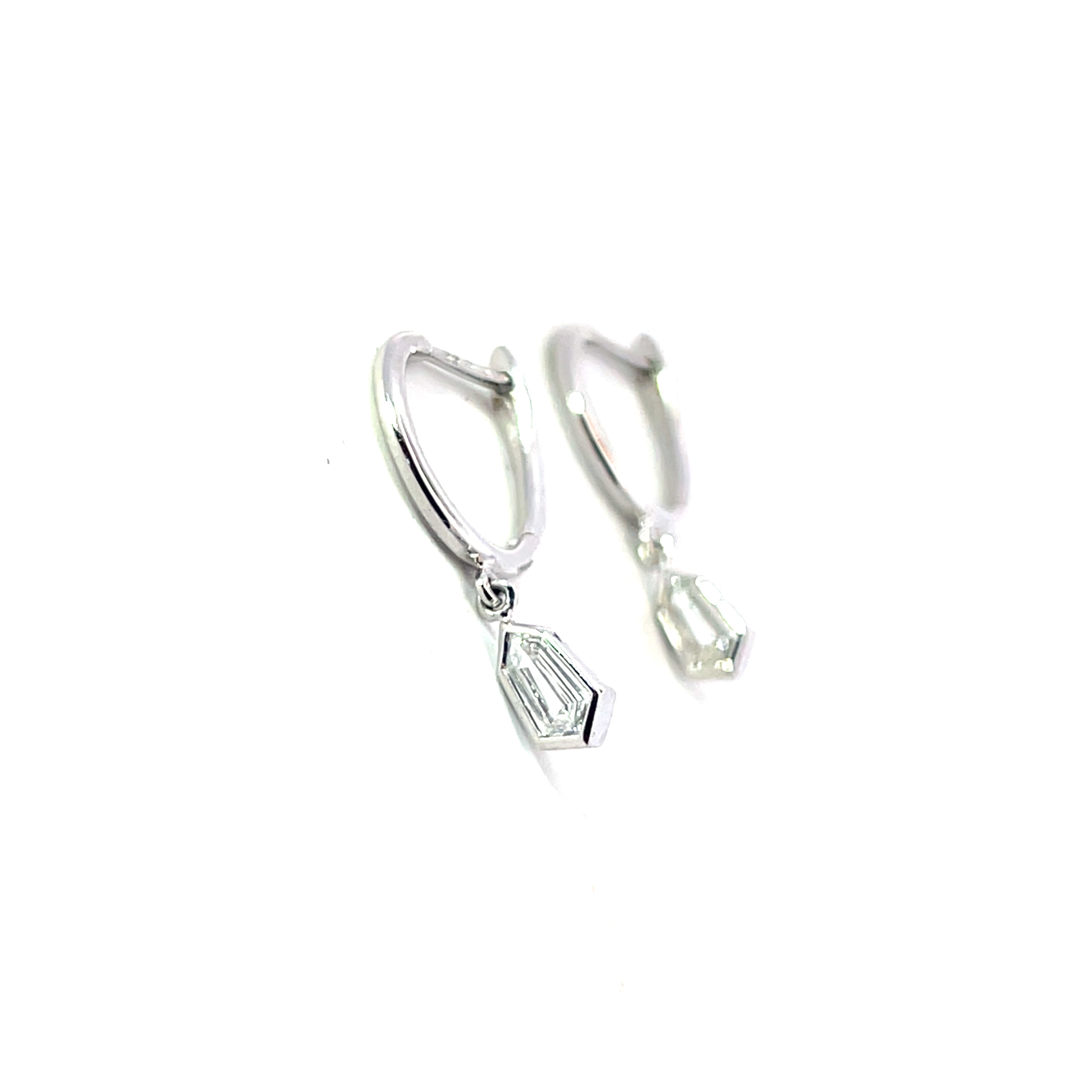18 Carat White Gold  Kite Diamond Drops Hoops 0.41 Cts GVS