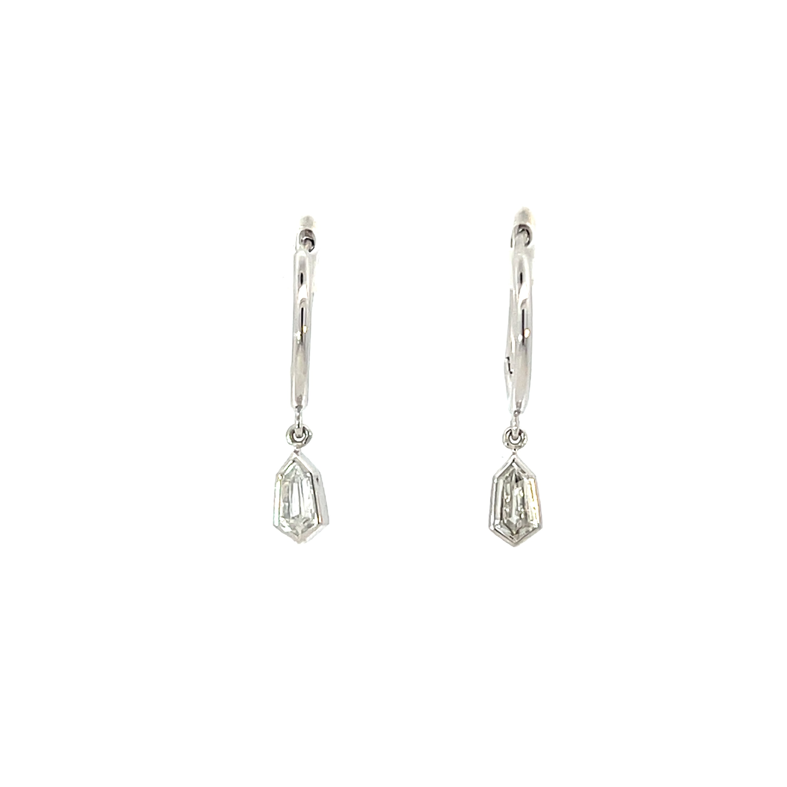 18 Carat White Gold  Kite Diamond Drops Hoops 0.41 Cts GVS