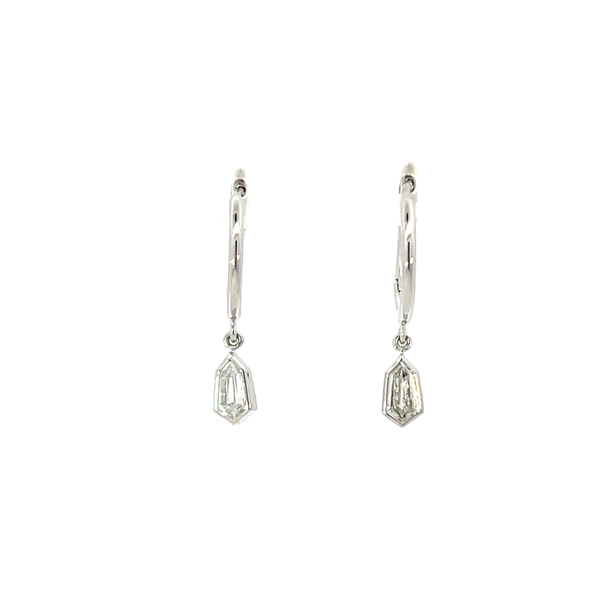 18 Carat White Gold  Kite Diamond Drops Hoops 0.41 Cts GVS
