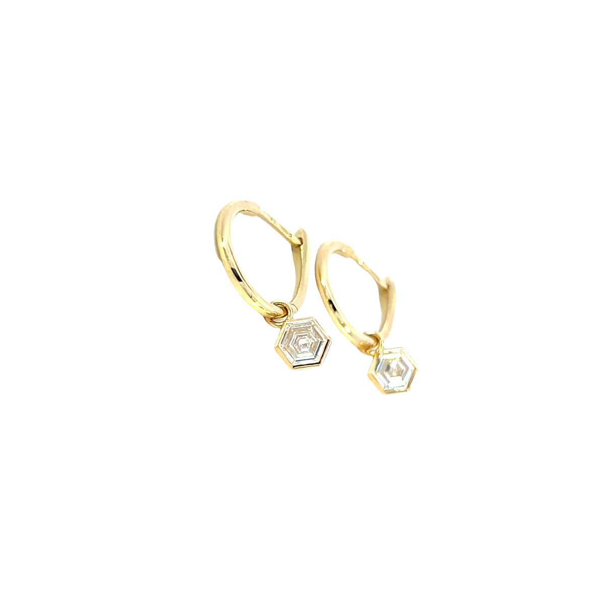 18 Carat Yellow Gold Diamnd Drop Hoops 0.55 GVS
